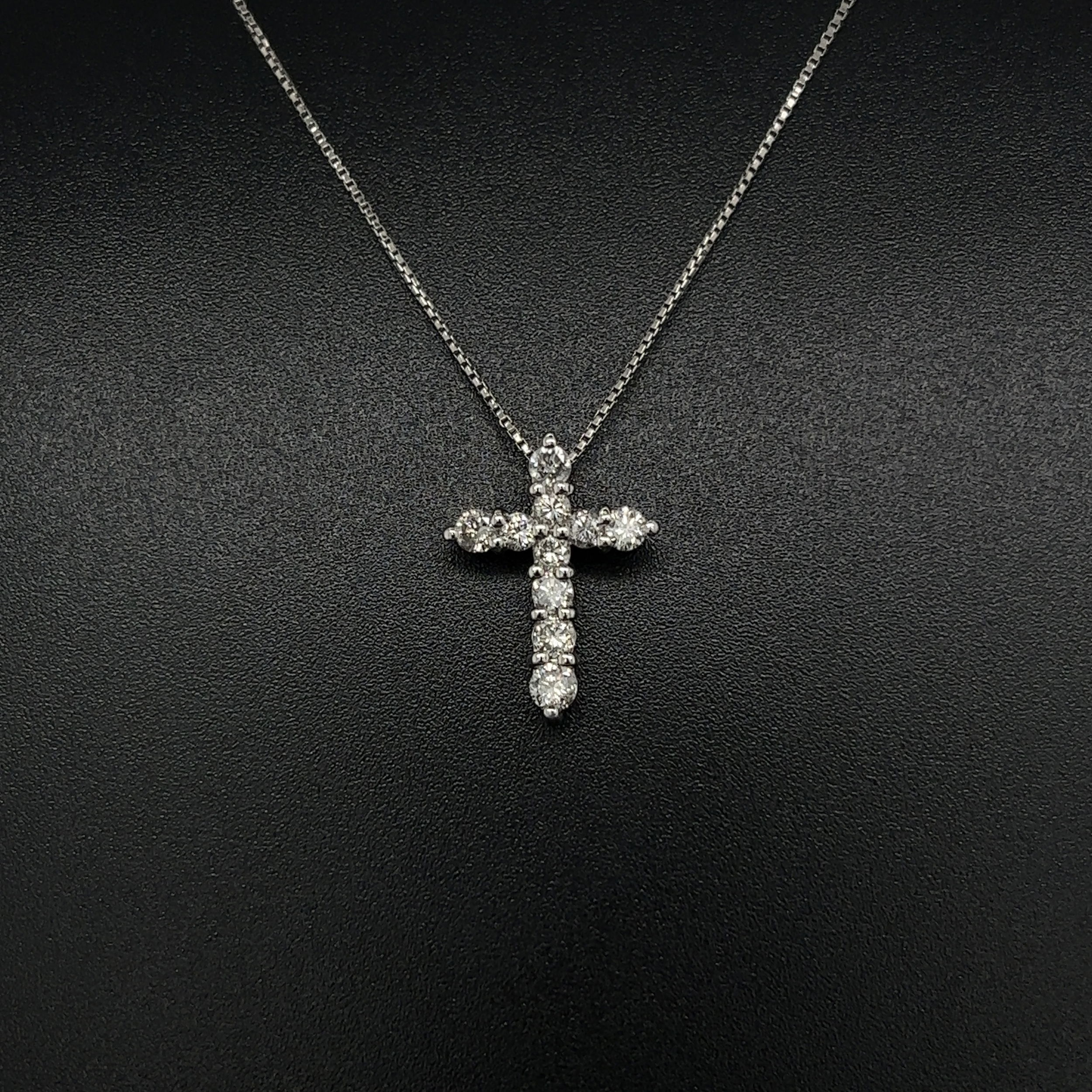 Platinum 900 .50tcw RBC 10 Diamond Cross Necklace 3.6g on Platinum 850 Chain 17"