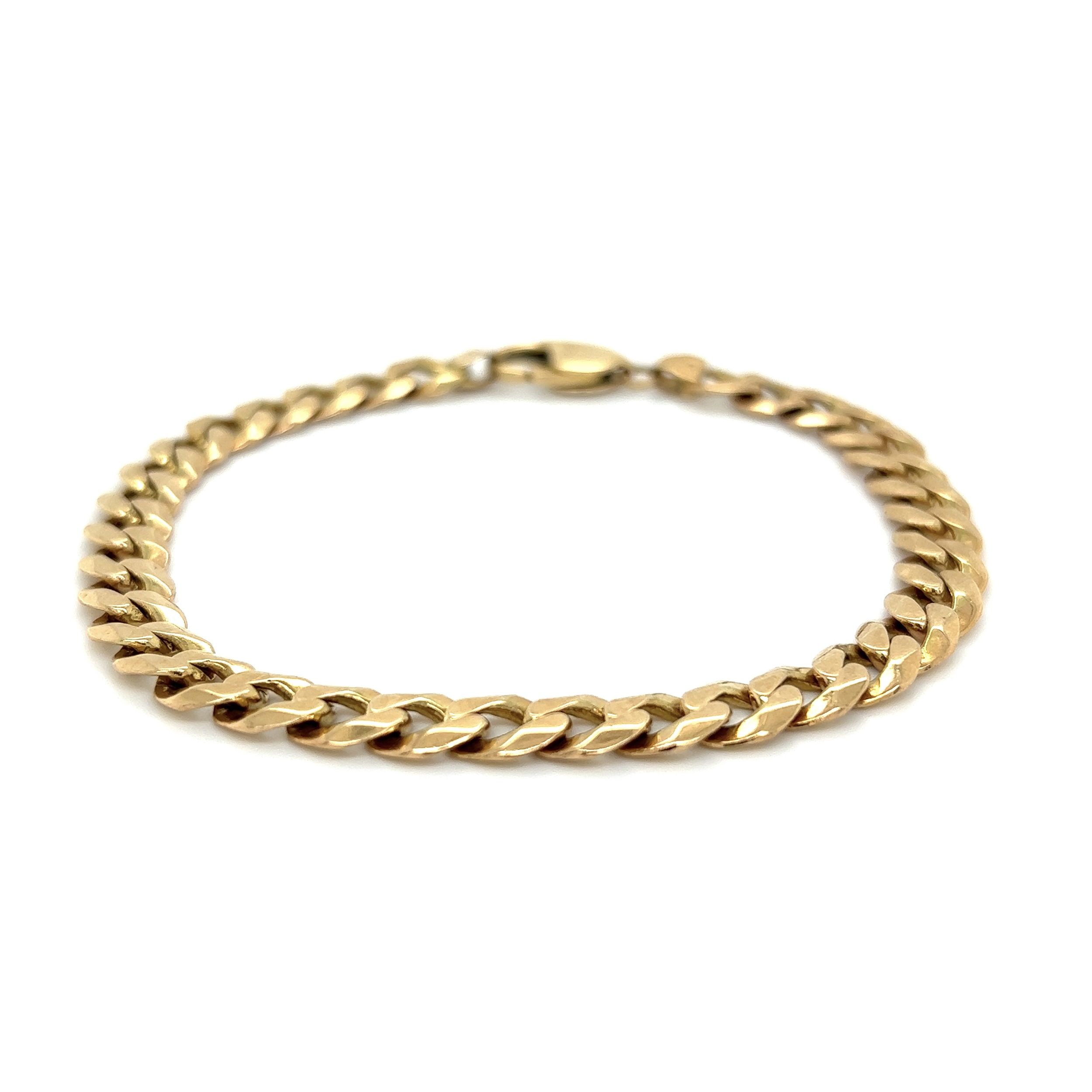 14K YG 7.70mm Flat Cuban Link Bracelet 22.1g, 8.75"