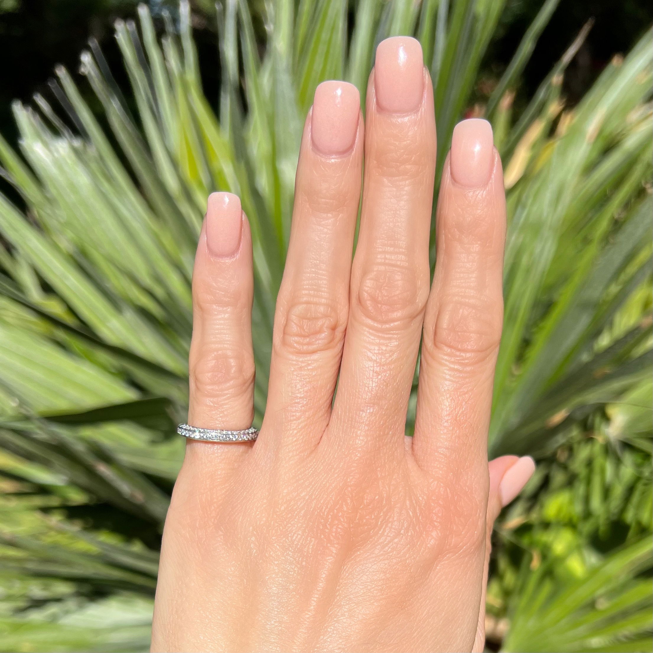 14K WG Half Top & Single Side .36tcw Pave Diamond 3.00mm Band Ring 2.5g, s4.75 14K WG Half Top & Single Side .36tcw Pave Diamond 3.00mm Band Ring 2.5g, s4.75