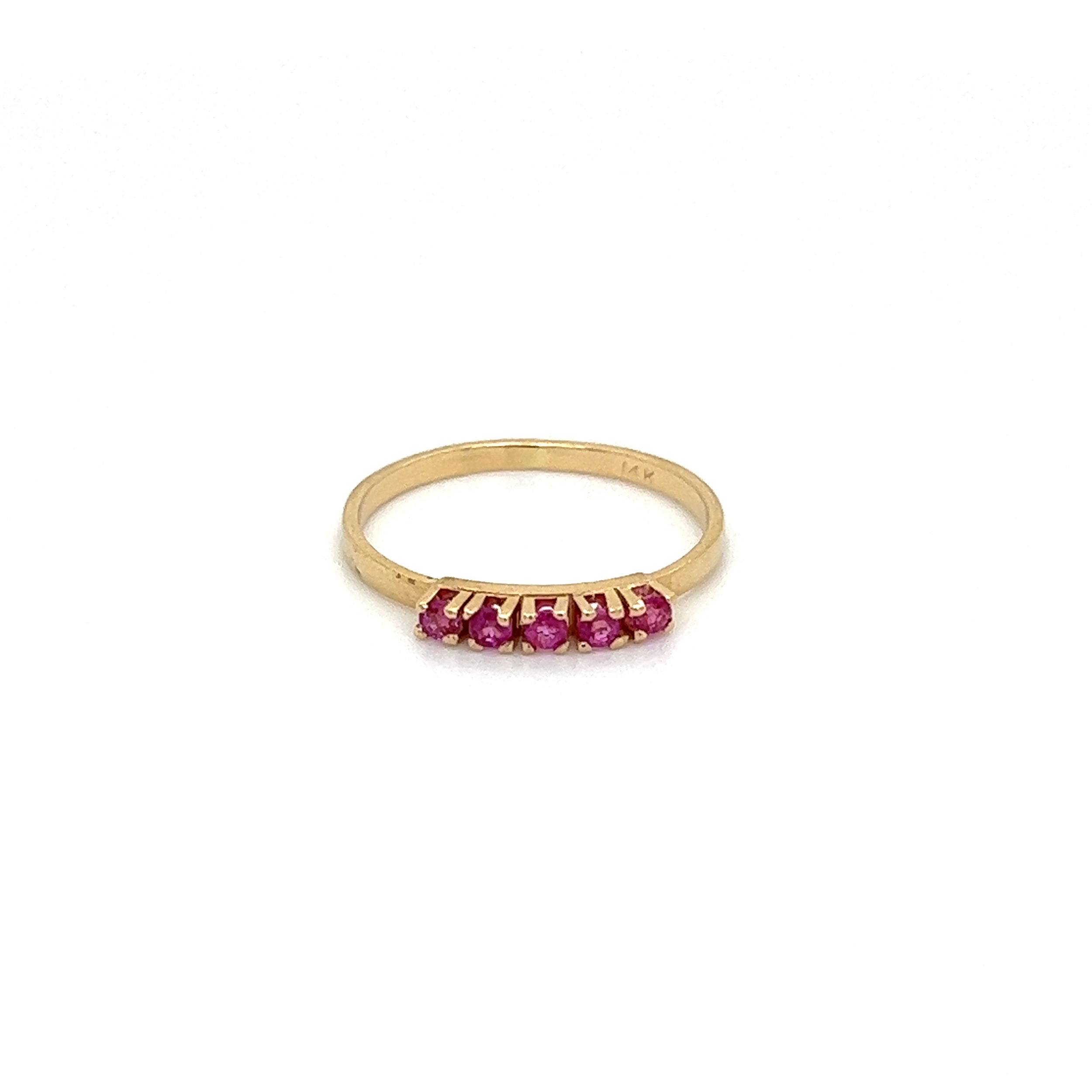 14K YG Raised 5 Ruby .10tcw Slim 2.10mm Band Ring 1.0g, s5.5 14K YG Raised 5 Ruby .10tcw Slim 2.10mm Band Ring 1.0g, s5.5