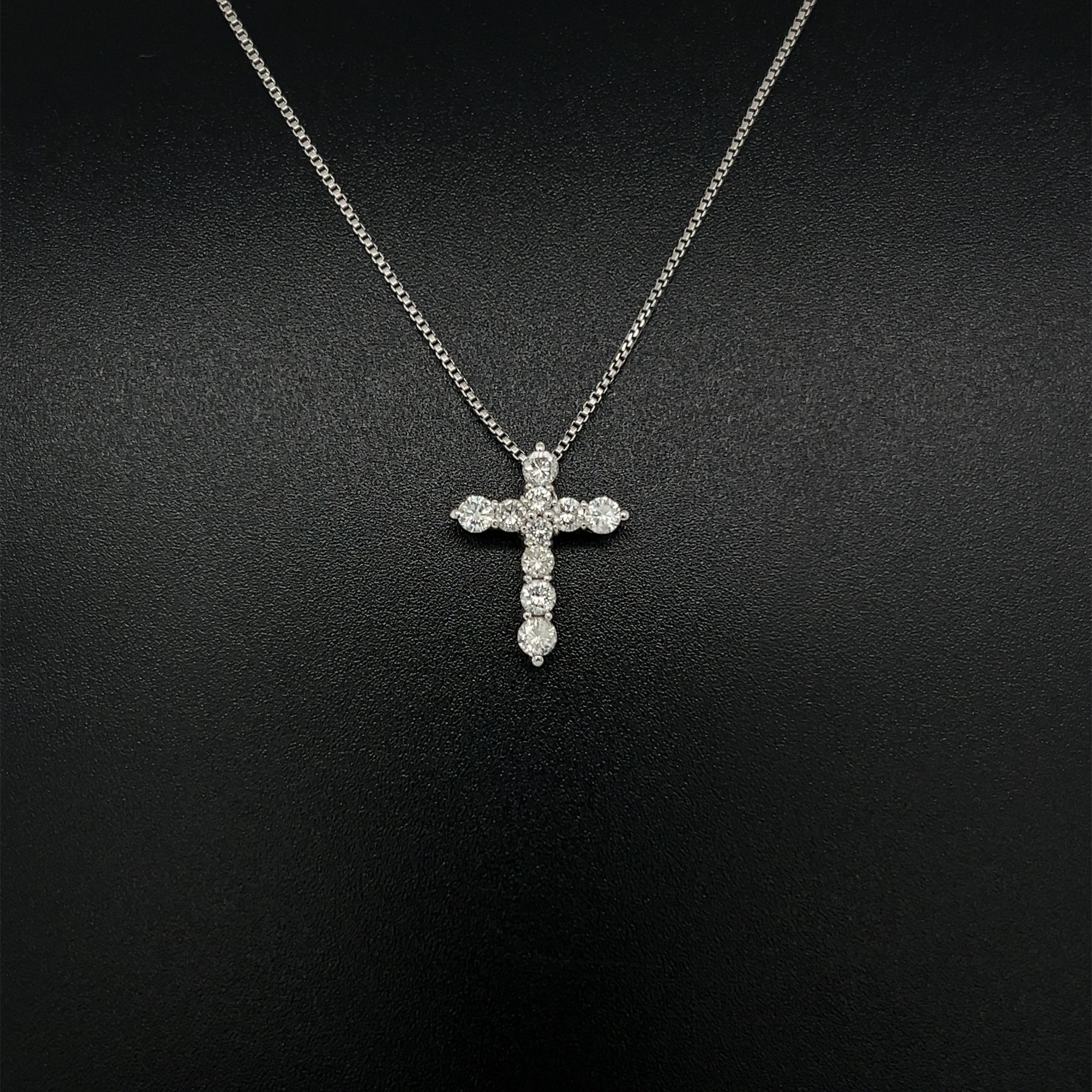 Platinum 900 .51tcw RBC 10 Diamond Cross Necklace 3.6g on Platinum 850 Chain 18""