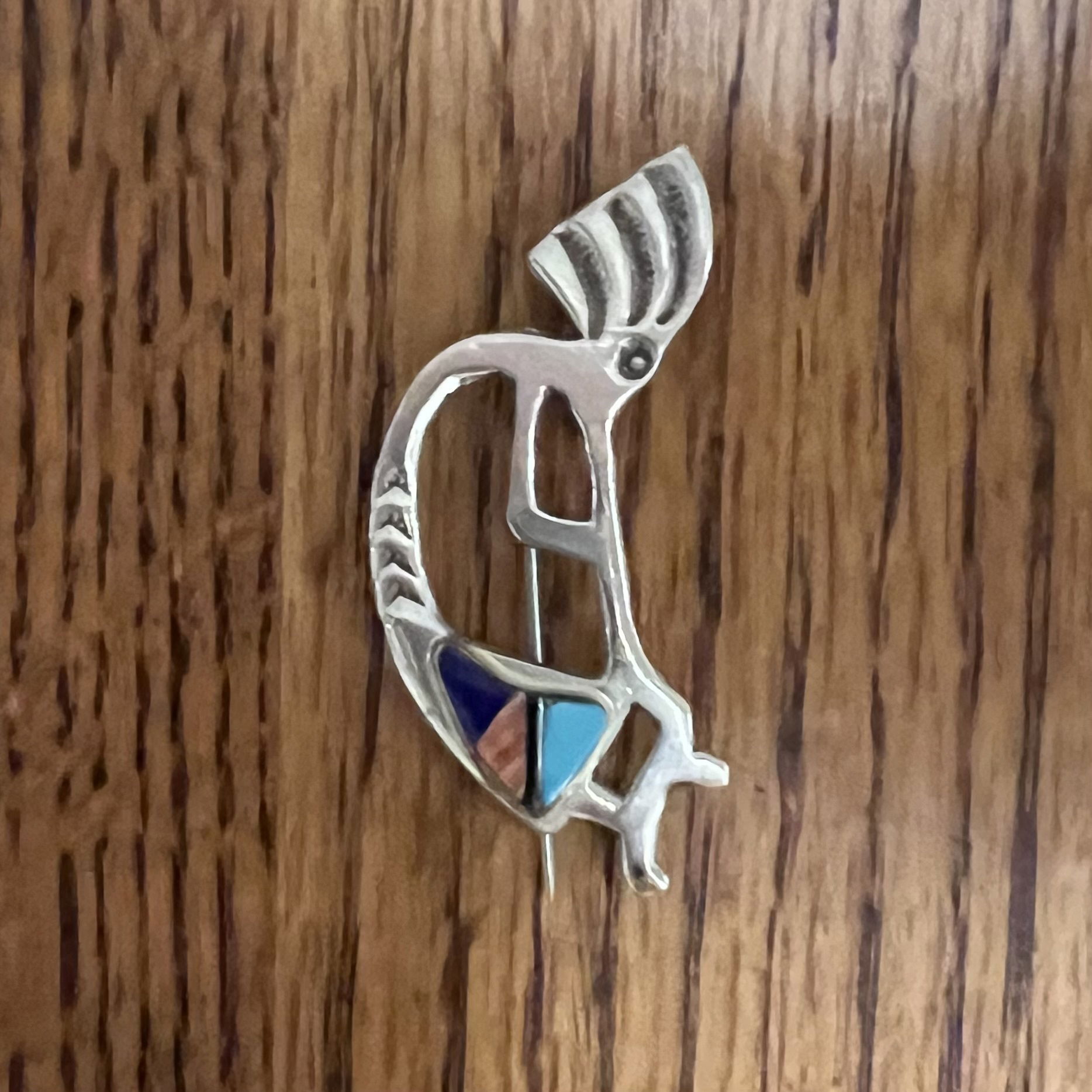 925 Sterling Native HOPI Kokopelli Lapis, Spiny Oyster, Turquoise & Enamel Brooch Pendant 7.0g, 2" 925 Sterling Native HOPI Kokopelli Lapis, Spiny Oyster, Turquoise & Enamel Brooch Pendant 7.0g, 2"