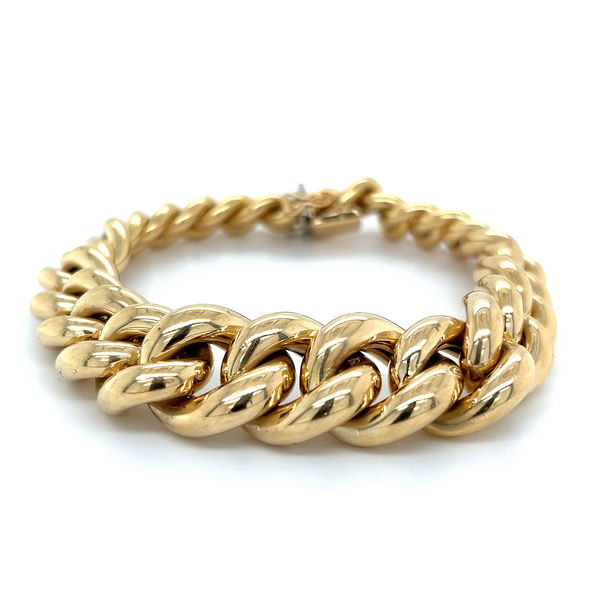 Closeup photo of 14K YG Hollow Tube Graduated 17-10.3mm Bracelet 33.8g, 8.25"