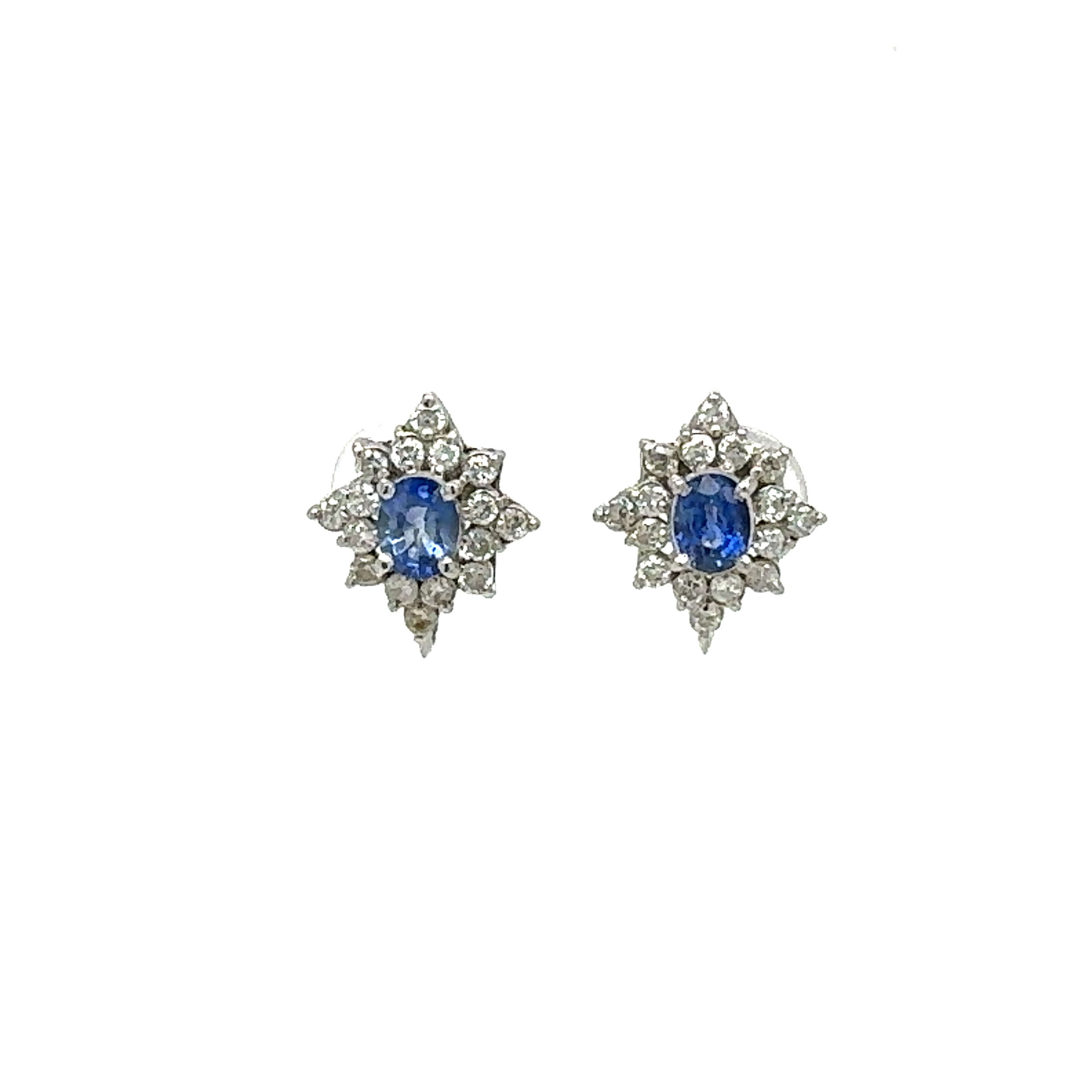 Take your look to the next level with these gorgeous Platinum .60tcw Sapphire & .62tcw RBC Diamond Halo Earrings. Crafted from 4.5g of platinum, these earrings feature deep blue sapphires surrounded by a halo of fiery diamonds. The sumptuous sparkle of the sapphires is enhanced by the dazzling diamond accents, making these earrings truly stunning. Whether you're dressing up for a special occasion or just adding a touch of glamour to your everyday look, these earrings will be sure to make a statement. Platinum .60tcw Sapphire & .62tcw RBC Diamond Halo Earrings 4.5g