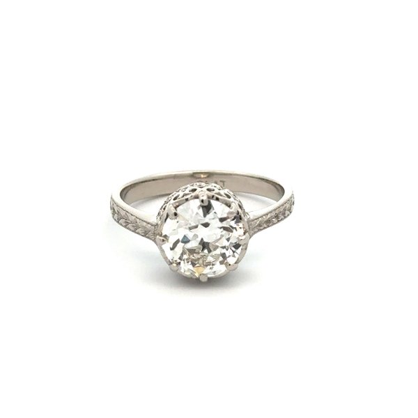 Closeup photo of Platinum 1.86ct OEC GIA J-SI1 & .16tcw Diamond Ring 5.3g, s6.5