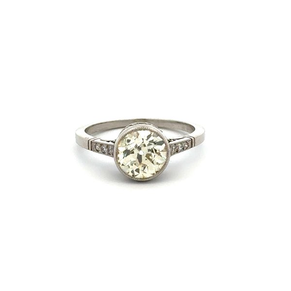 Closeup photo of Platinum 1.84ct OEC Diamond Bezel Solitaire &.13tcw OEC Diamond Ring 4.1g, s6.25