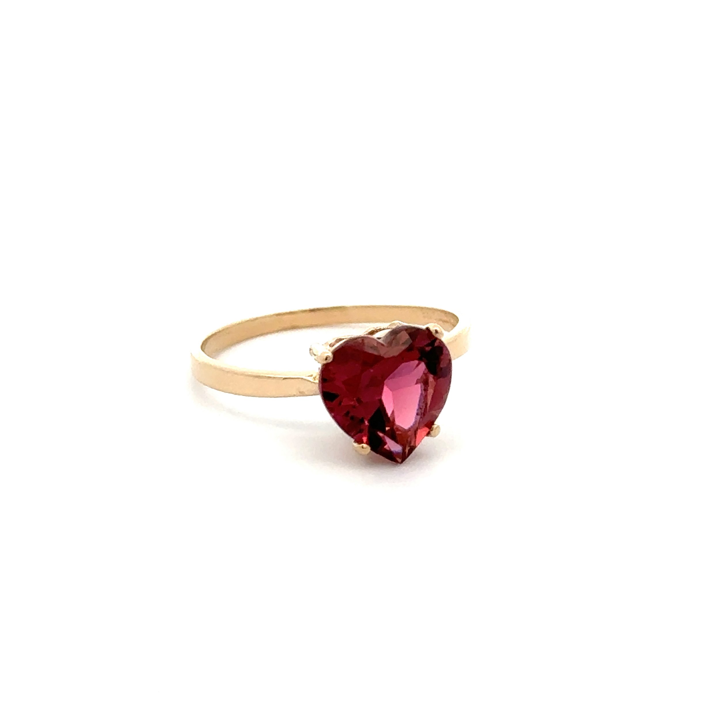 14K YG Gorgeous 2.52ct Heart Rubellite Tourmaline in Solitaire Ring 2.2g, s8