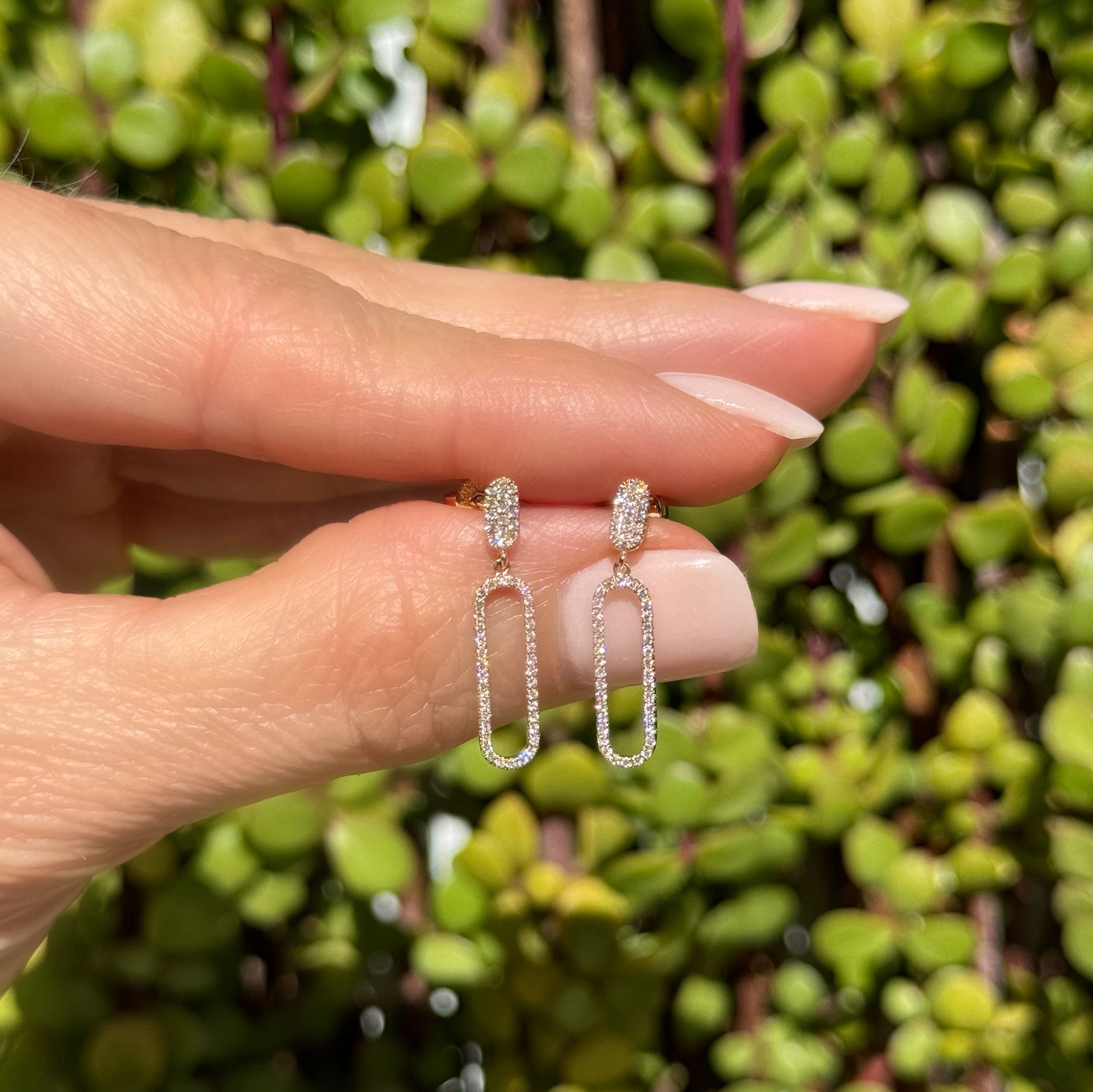 14K WG .28tcw RBC Pave Diamond & Open Paperclip Drop Earrings 1.5g, .9" 14K WG .28tcw RBC Pave Diamond & Open Paperclip Drop Earrings 1.5g, .9"