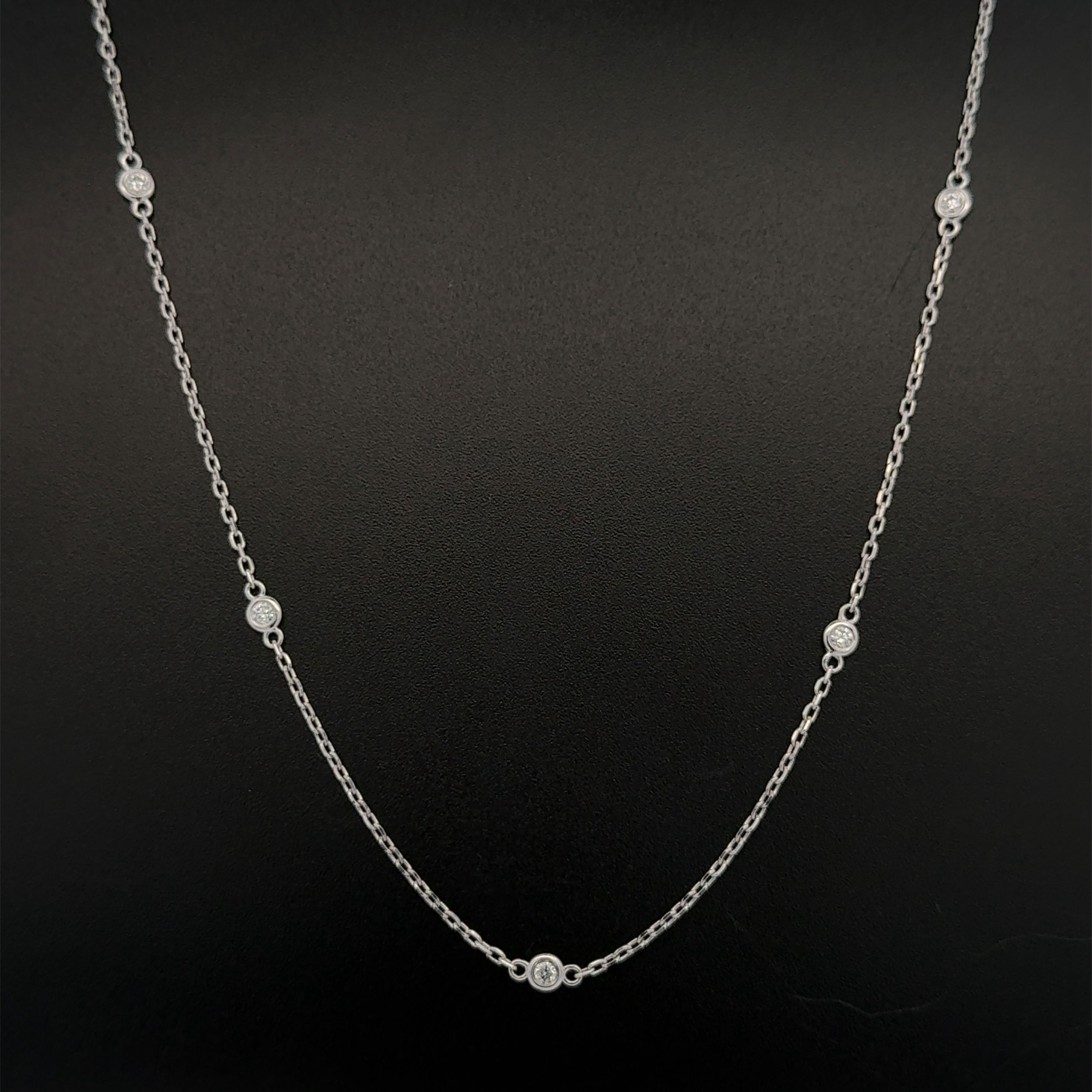 14K WG .30tcw RBC Diamond By the Yard 2.0mm Station Necklace 2.9g, 18"