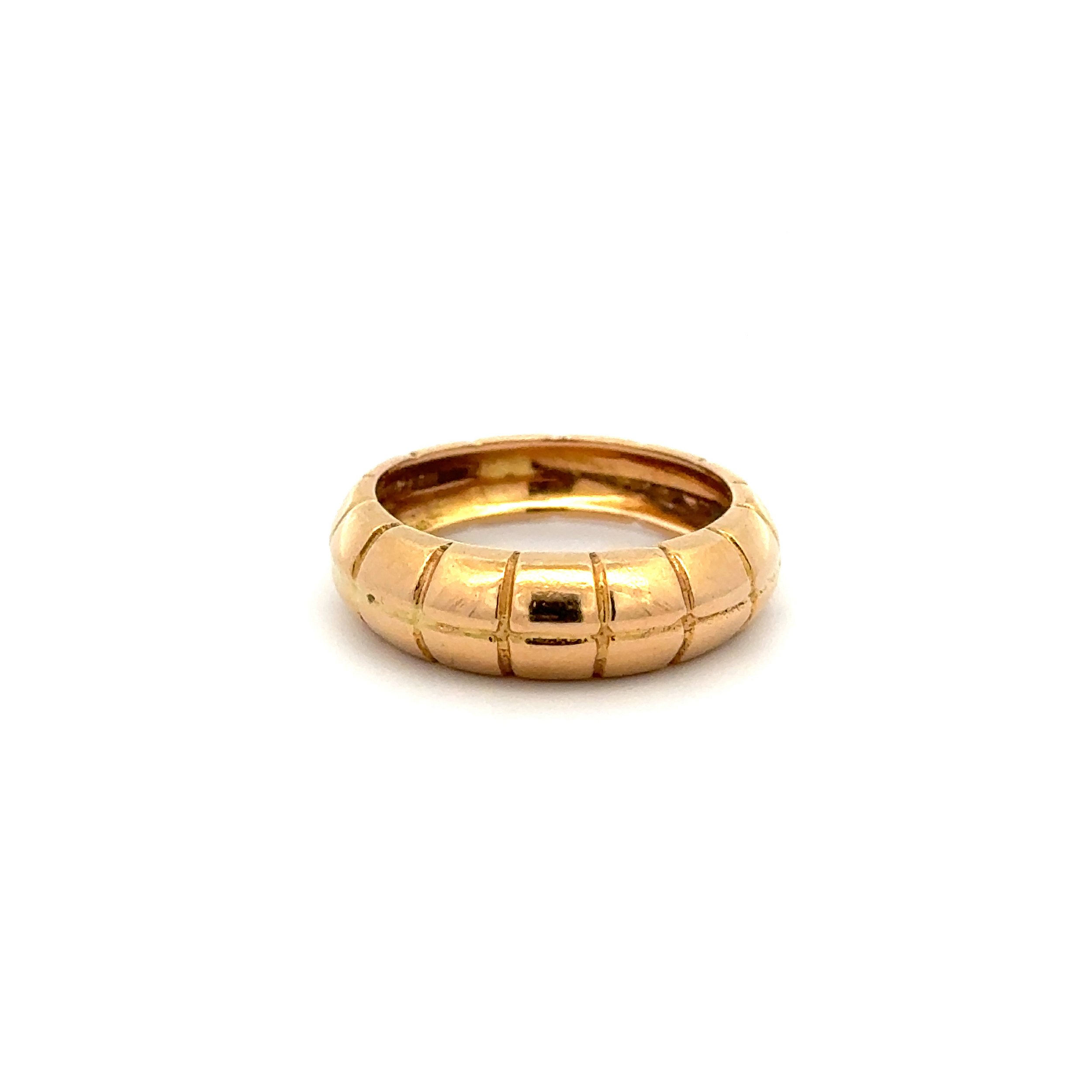 14K RG Italian Bamboo Pattern 6mm Hollow Dome Ring 4.9g, s6