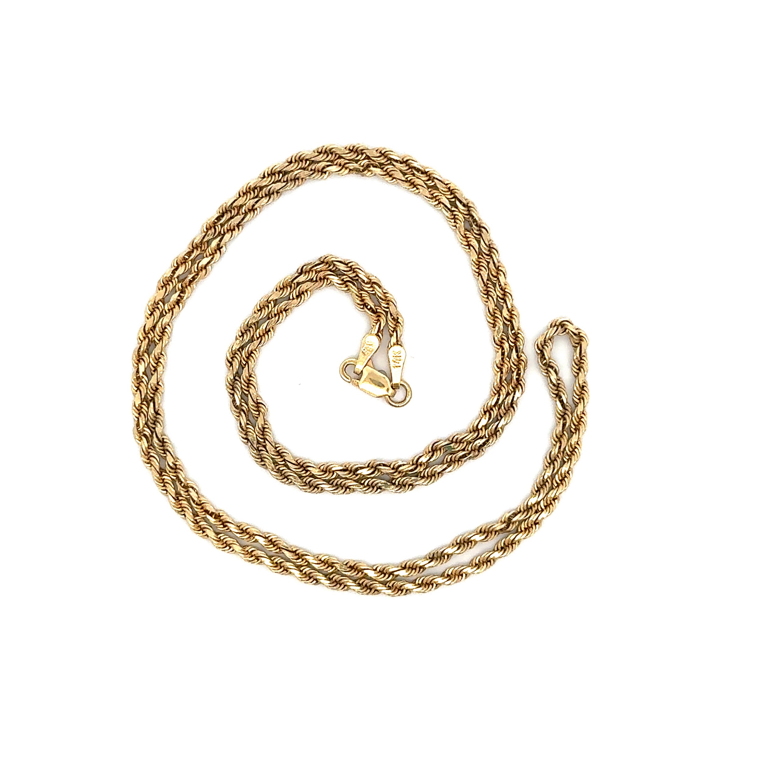 14K YG 2.4mm Twisted Rope Chain Necklace 10.2g, 22"