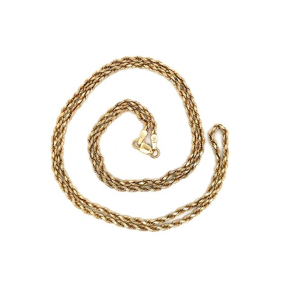 Closeup photo of 14K YG 2.4mm Twisted Rope Chain Necklace 10.2g, 22"