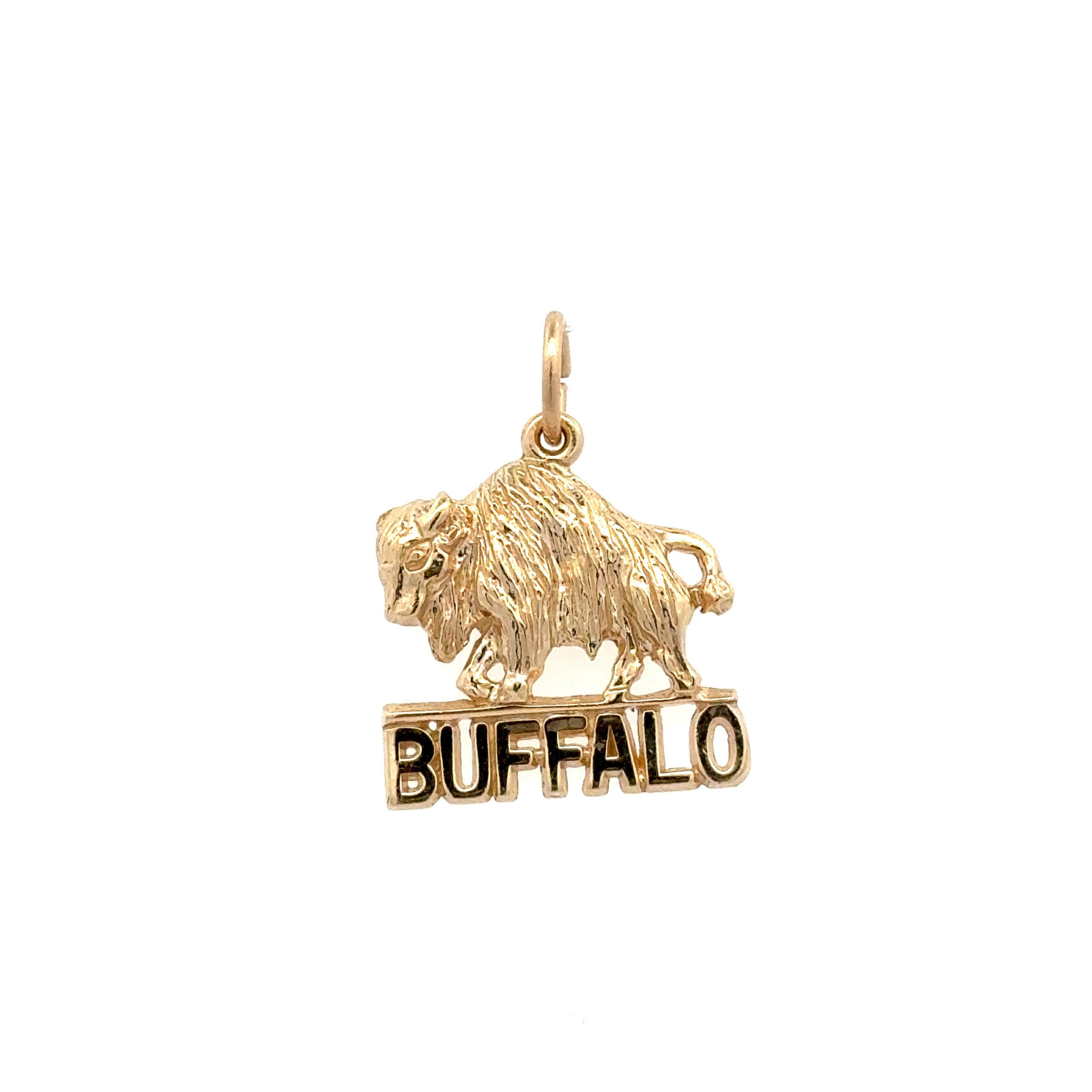 14K YG Buffalo BUFFALO Charm Pendant 2.5g, .8"