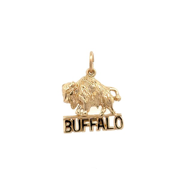 Closeup photo of 14K YG Buffalo BUFFALO Charm Pendant 2.5g, .8"