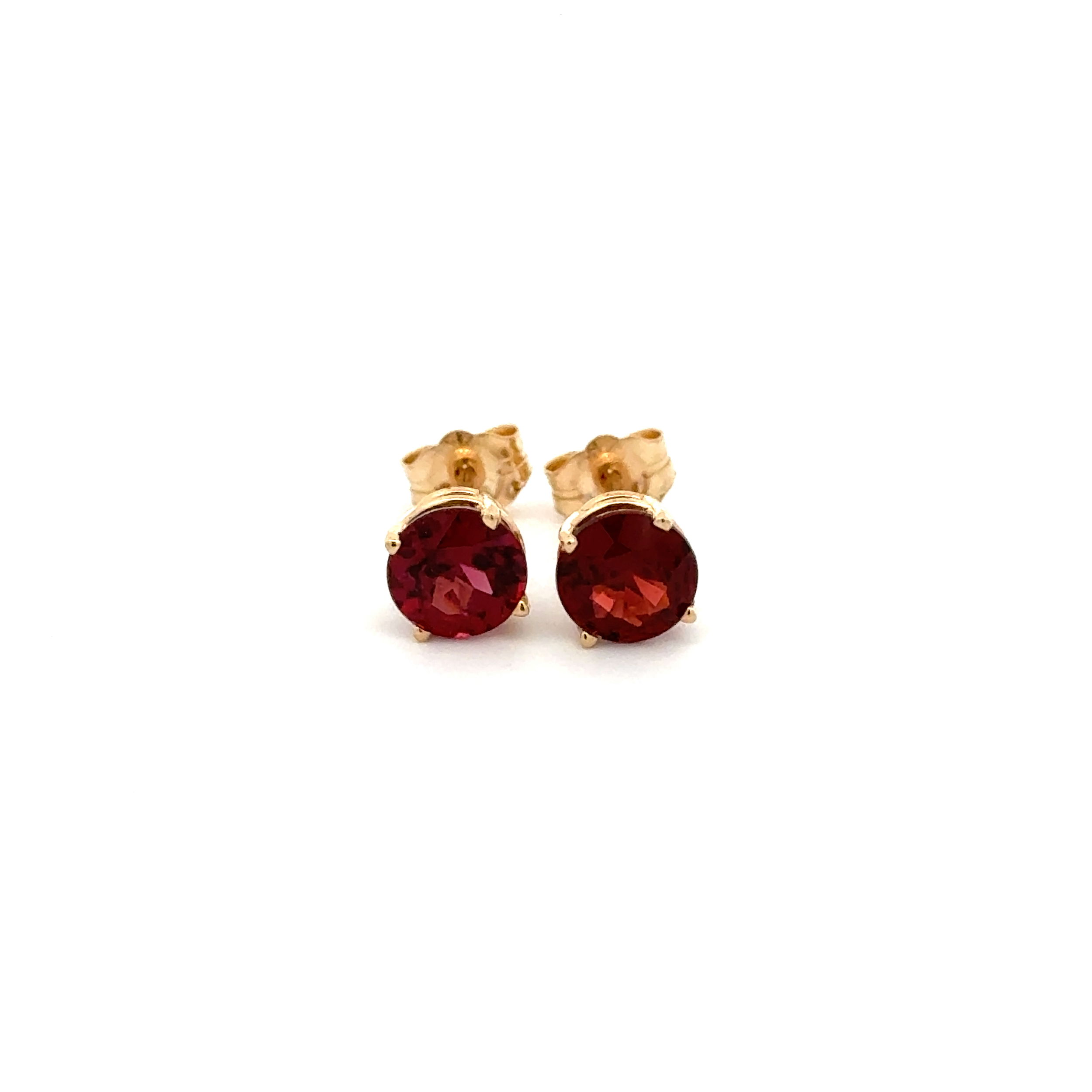 14K YG 1.70tcw Round Red Garnet 6.0mm in 4 Prong Solitaire Earrings 1.0g 14K YG 1.70tcw Round Red Garnet 6.0mm in 4 Prong Solitaire Earrings 1.0g