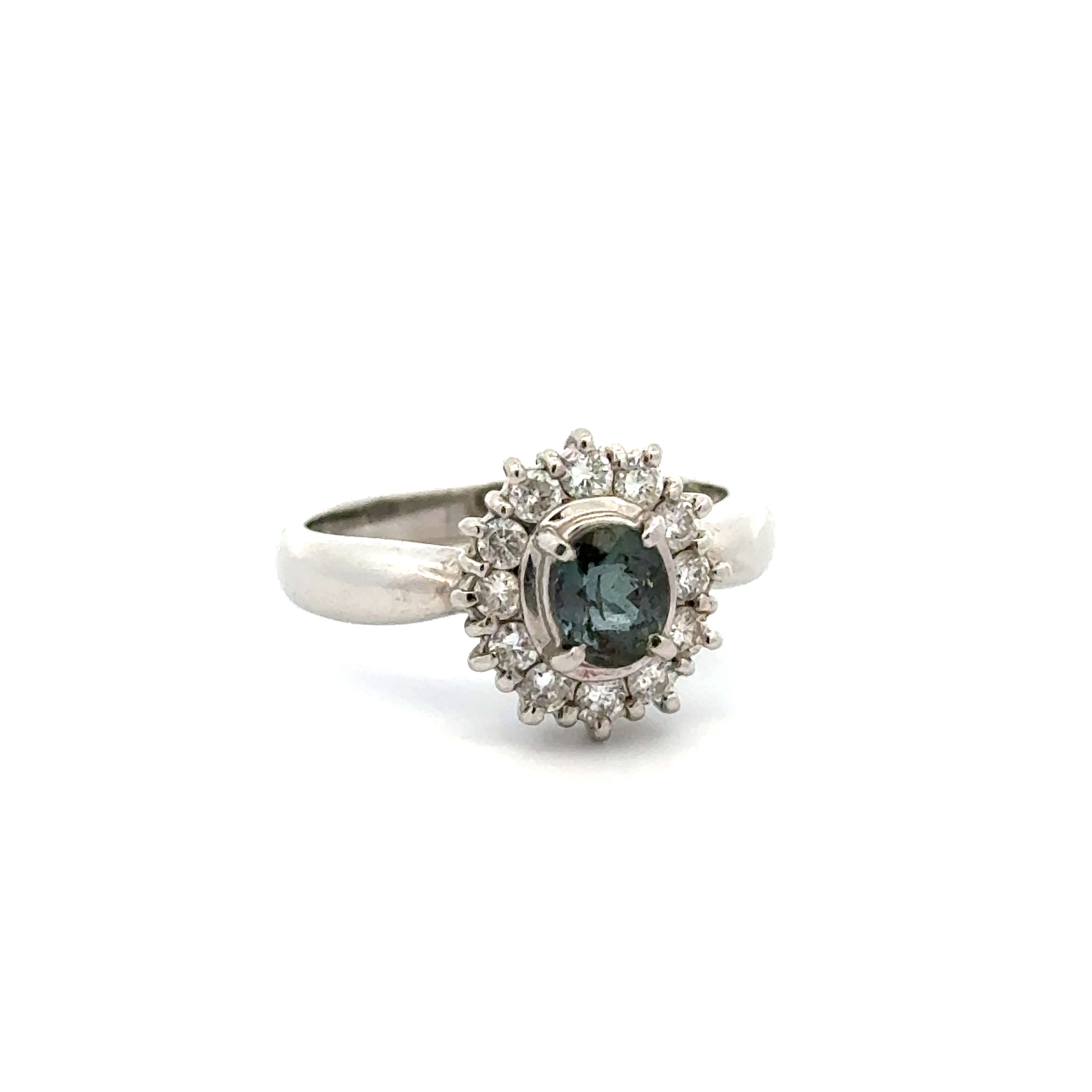 Platinum .62ct Oval Alexandrite Greenish Blue to Purple GIA & .35tcw RBC Diamond Ring 5.5g, s6