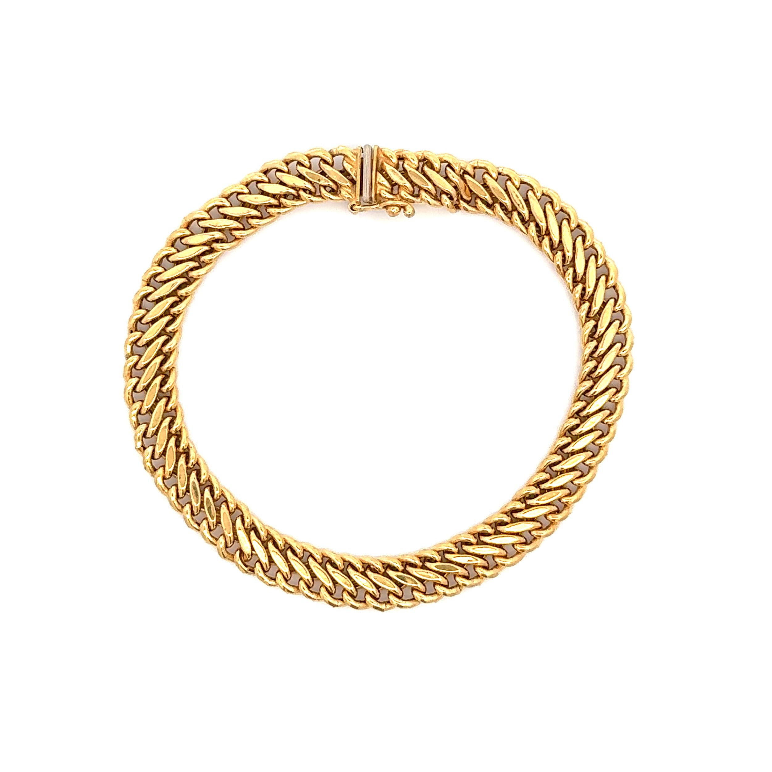 14K YG Italian 7mm Wide Triple Link Weave Bracelet 6.4g, 7" 14K YG Italian 7mm Wide Triple Link Weave Bracelet 6.4g, 7"