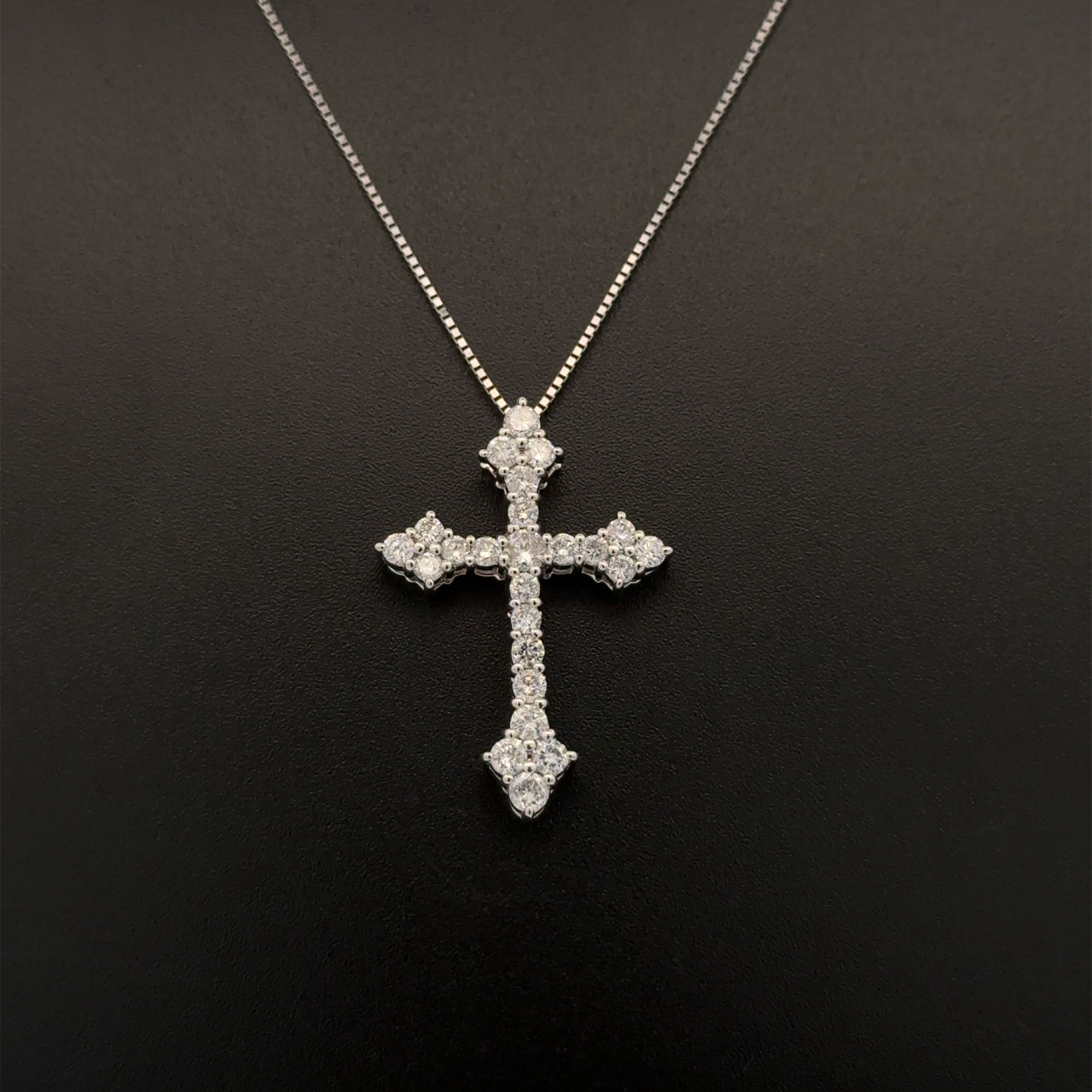 Platinum 24 RBC Diamond 1.04tcw Guinevere Cross Pendant 6.5g on Platinum 850 Chain 18""