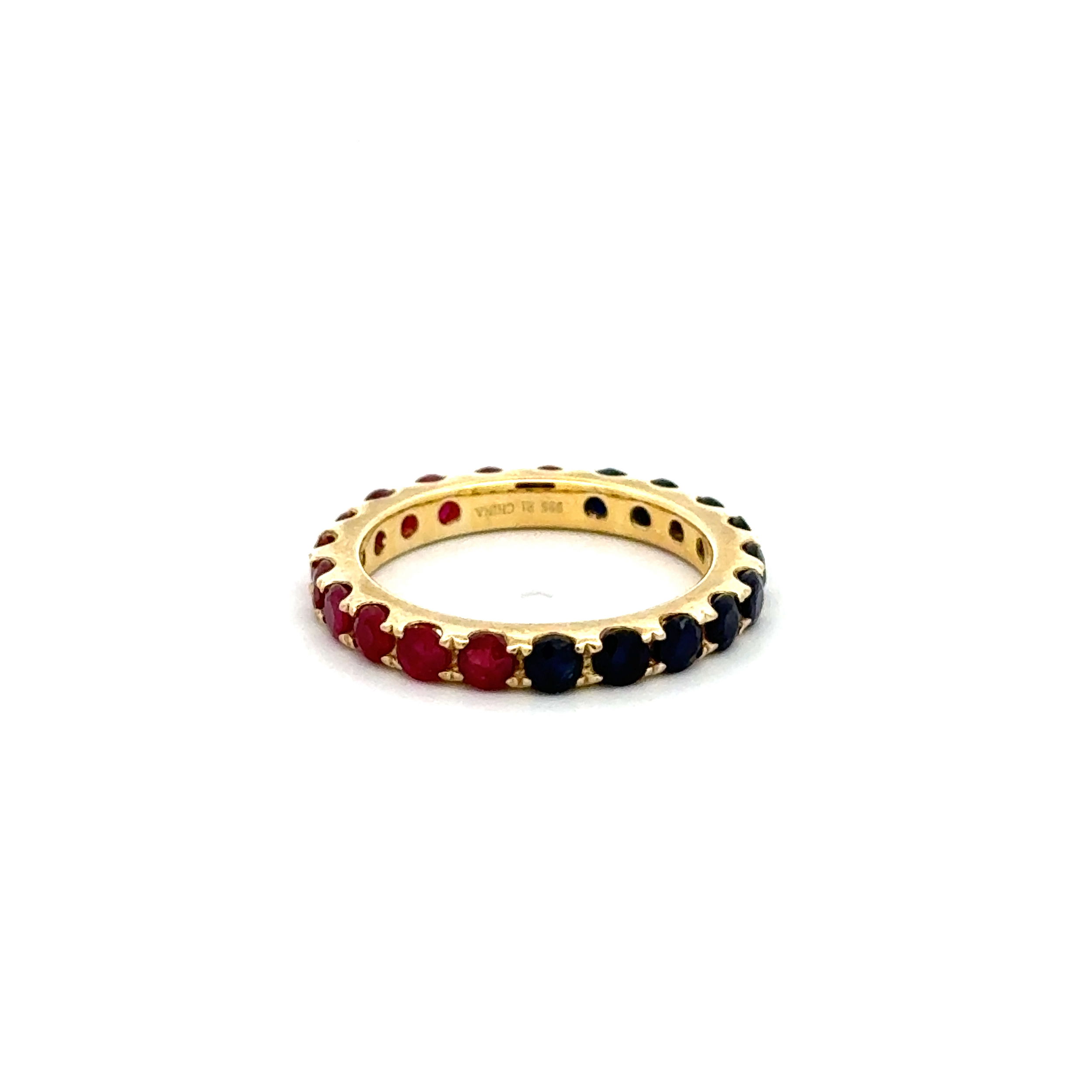 925 GP Round .99tcw Ruby & .90tcw Sapphire 2.6mm Eternity Band Ring 2.1g, s5