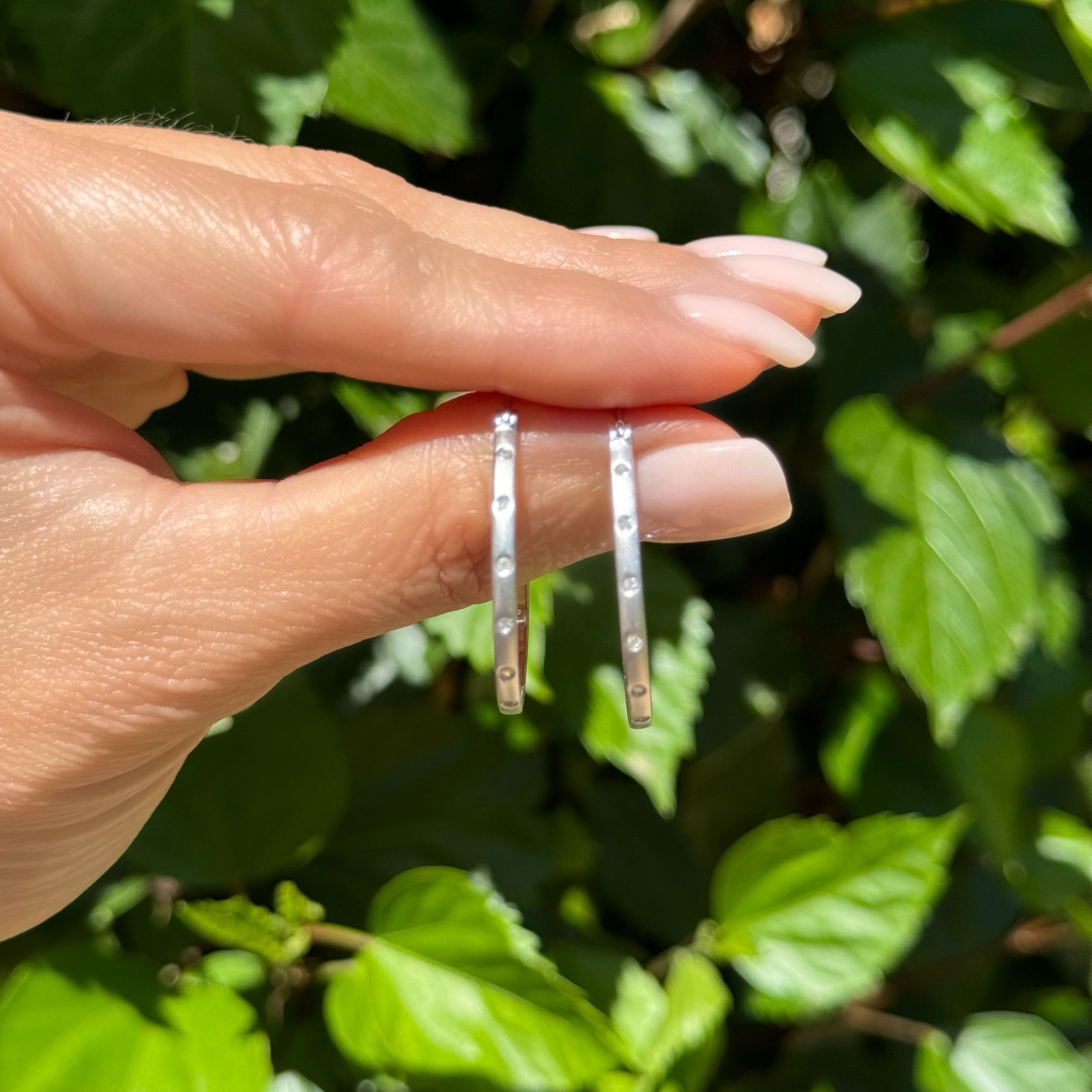 14K WG Brushed Hoop Earrings .36tcwDiamonds Surround 4.2g, 2.35mm, 1.33" Tall 14K WG Brushed Hoop Earrings .36tcwDiamonds Surround 4.2g, 2.35mm, 1.33" Tall