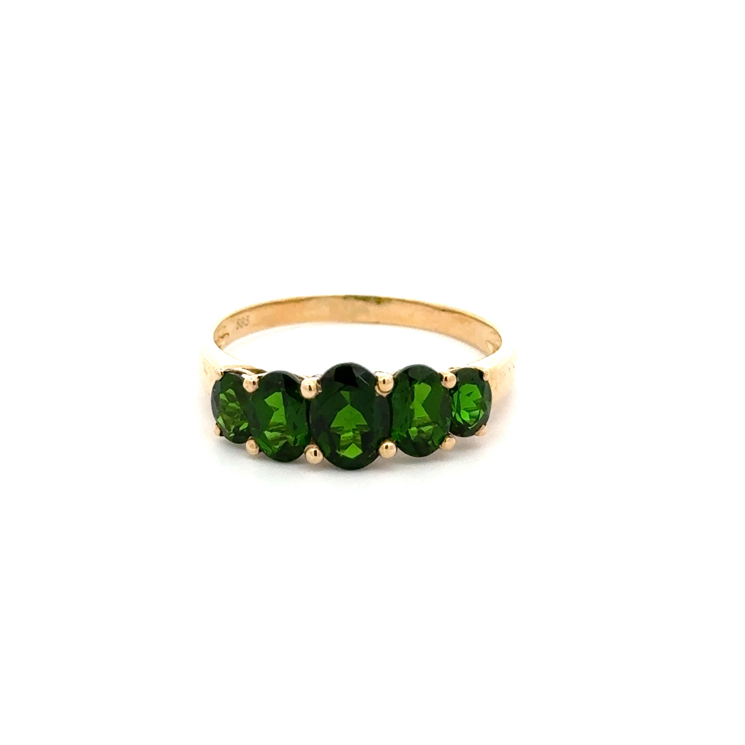 14K YG 5 Stone 3.00tcw Oval Chrome Diopside Band Ring 2.7g, 11.5 14K YG 5 Stone 3.00tcw Oval Chrome Diopside Band Ring 2.7g, 11.5