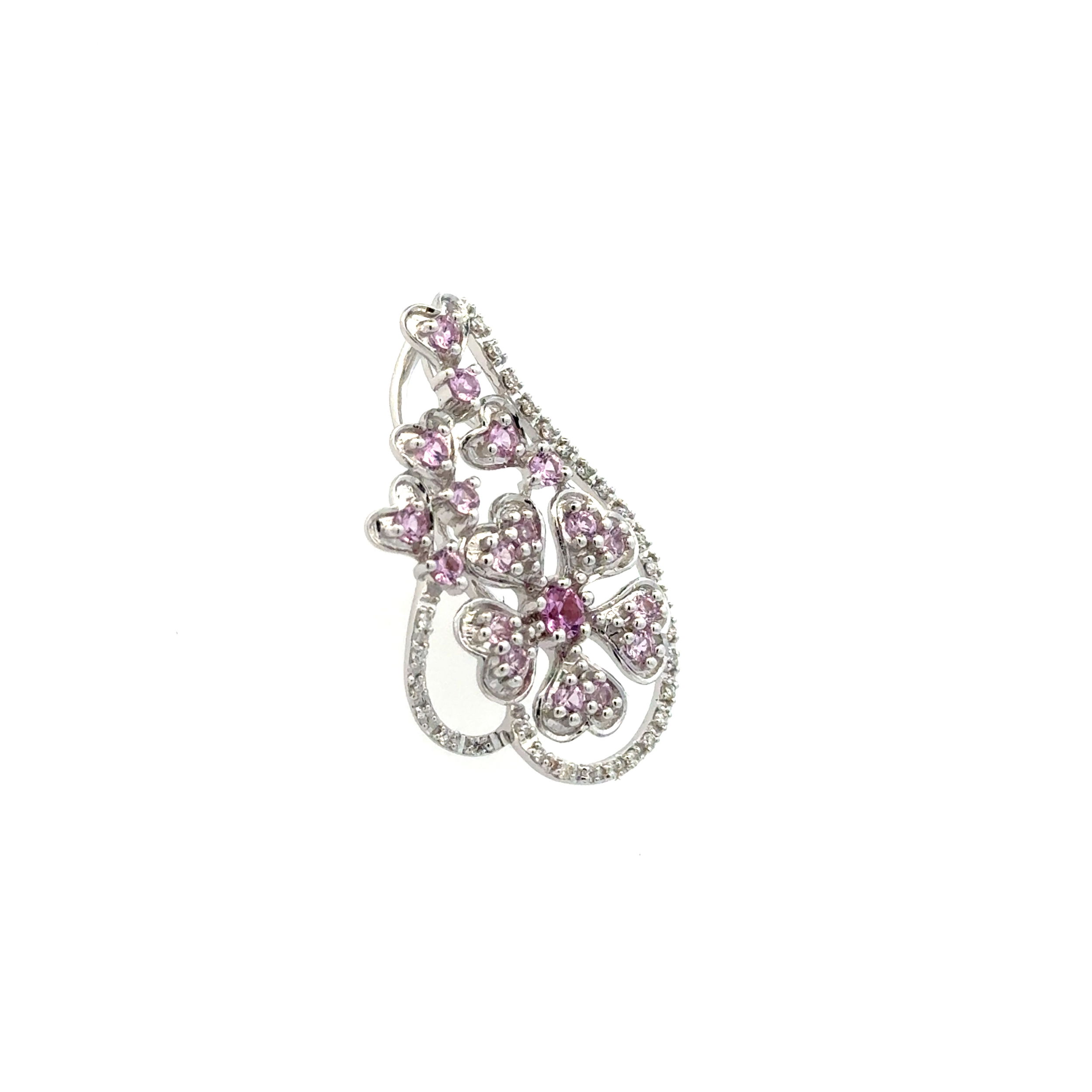 14K WG .65tcw Round Pink Sapphire & .15tcw RBC Diamond Pendant 4.3g