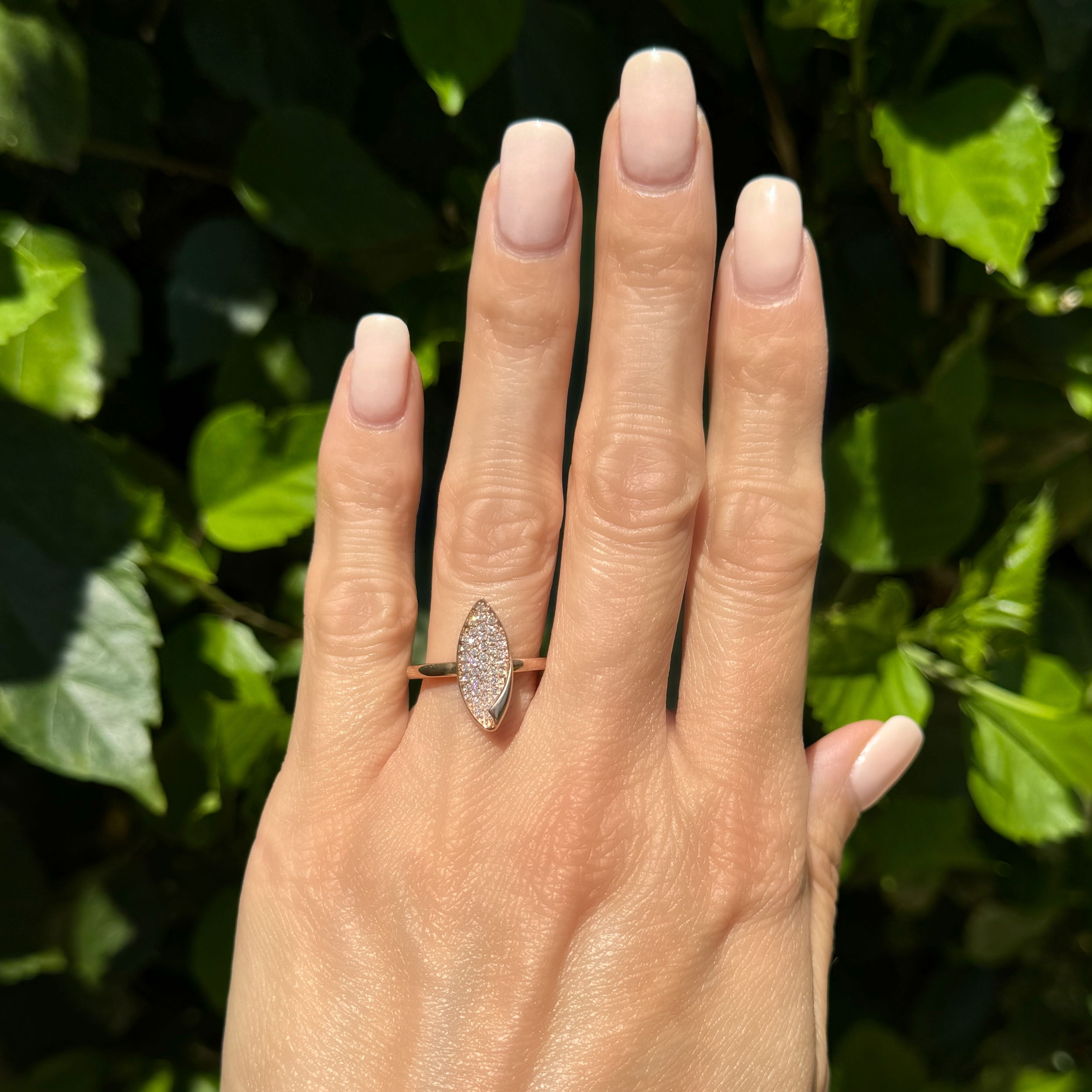 14K RG BELLA .22tcw RBC Pave Diamond Marquis Shape Ring 2.0g, s7 14K RG BELLA .22tcw RBC Pave Diamond Marquis Shape Ring 2.0g, s7