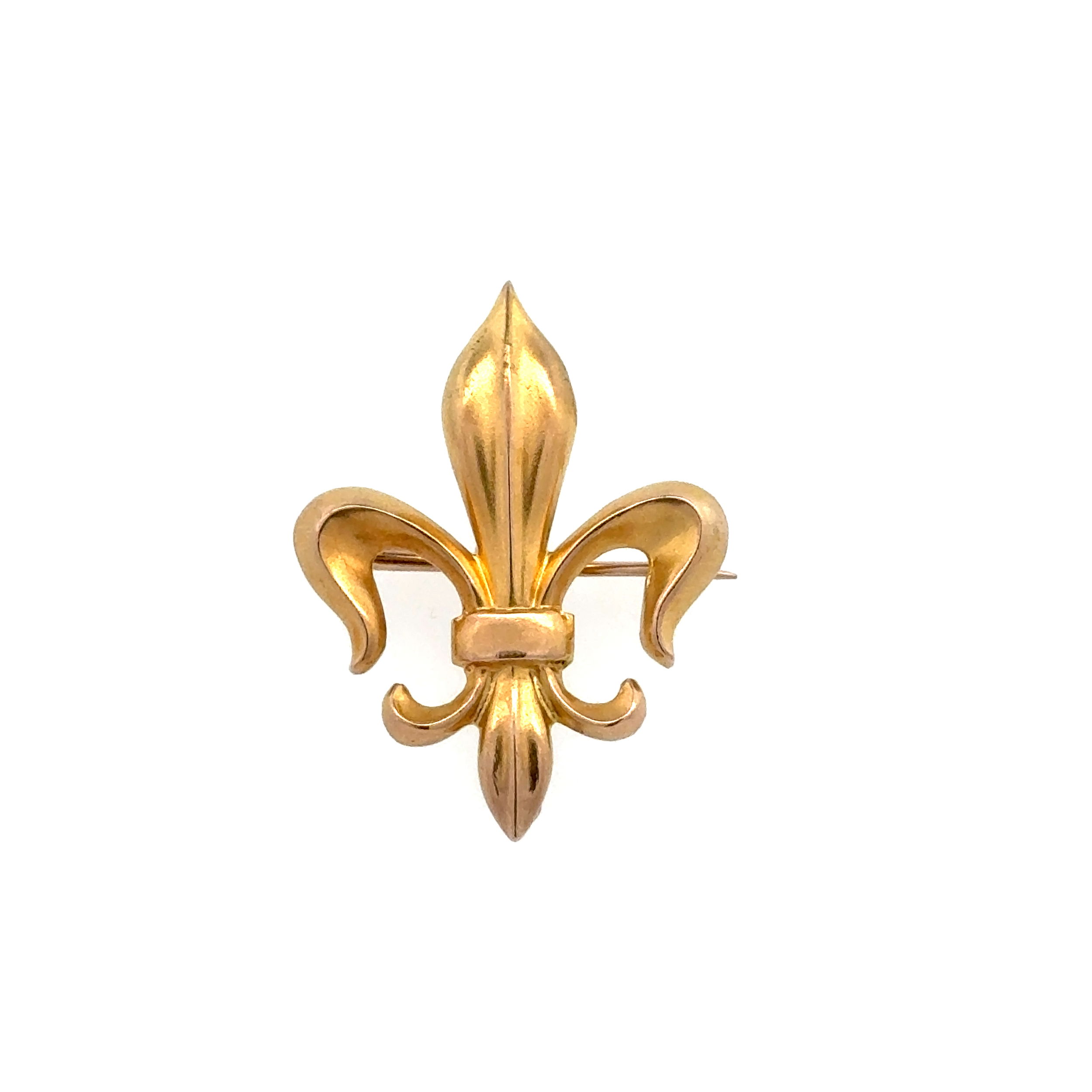 10K YG Fleur De Lis Brooch with High Karat Wash 2.6g
