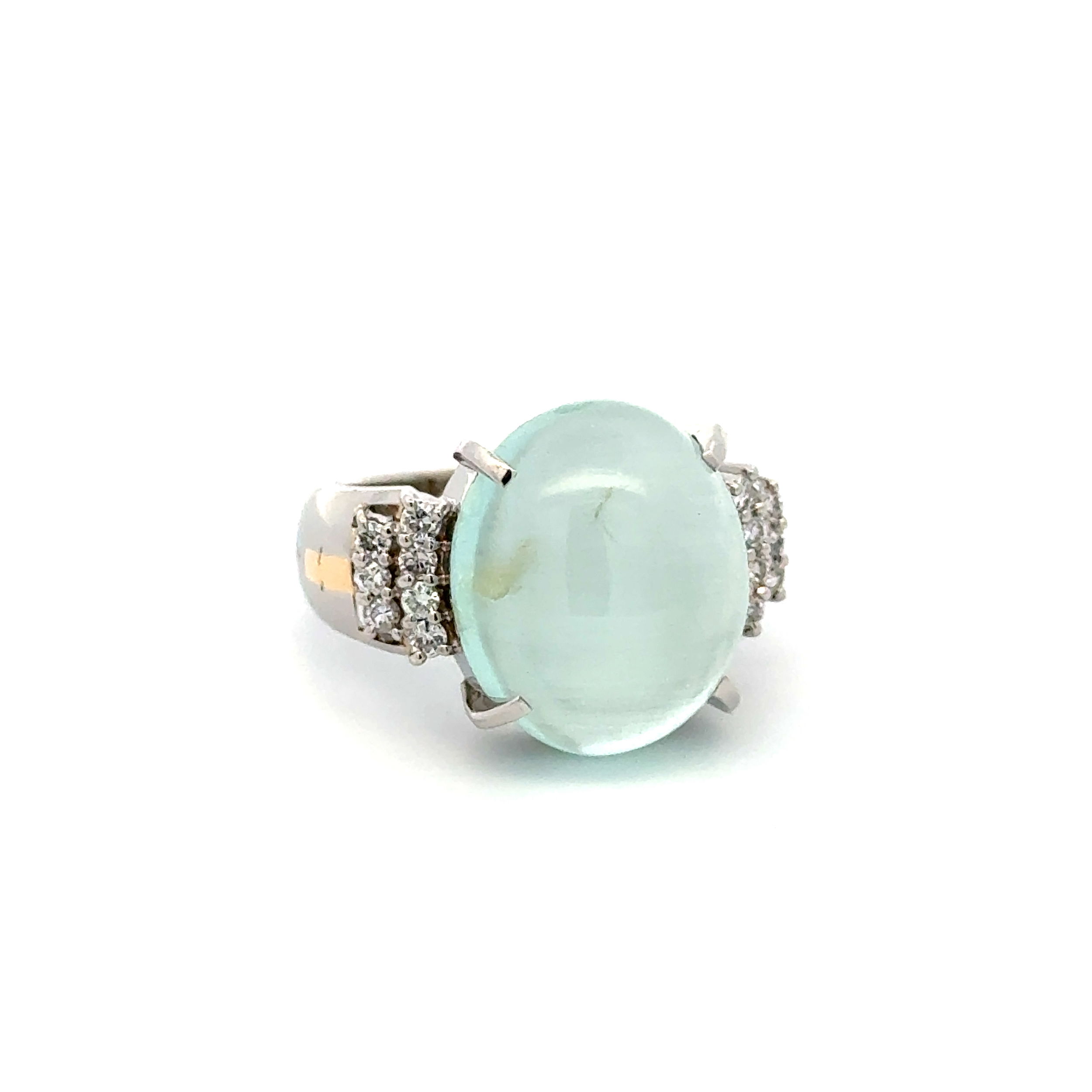 18K WG & Platinum 11.98ct Cat's Eye Aquamarine & .28tcw RBC Diamond Ring 13.6g, s7