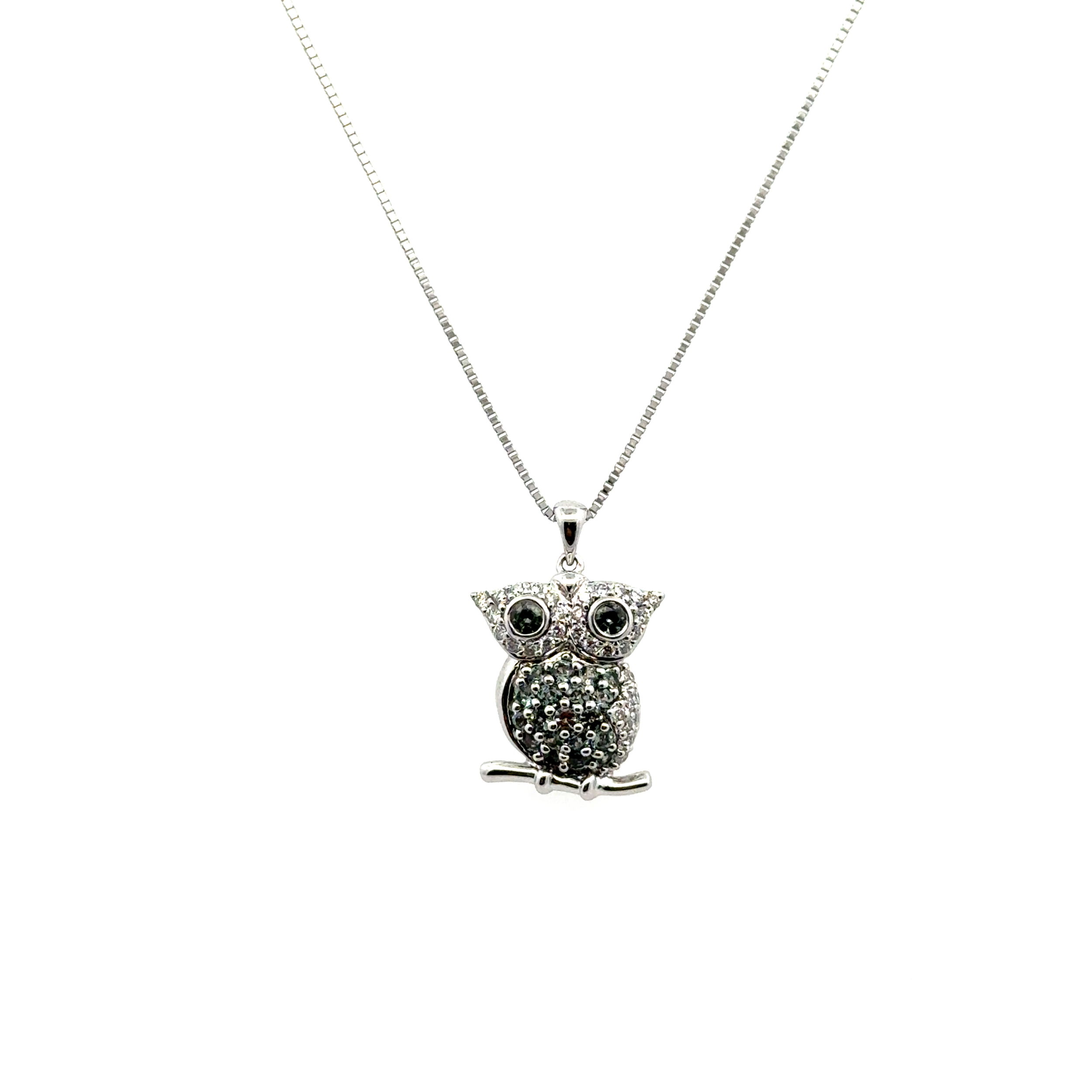 18K WG Pave OWL .52tcw Alexandrite GIA & .23tcw RBC Diamond Pendant 5.8g on Platinum 850 Chain 18""