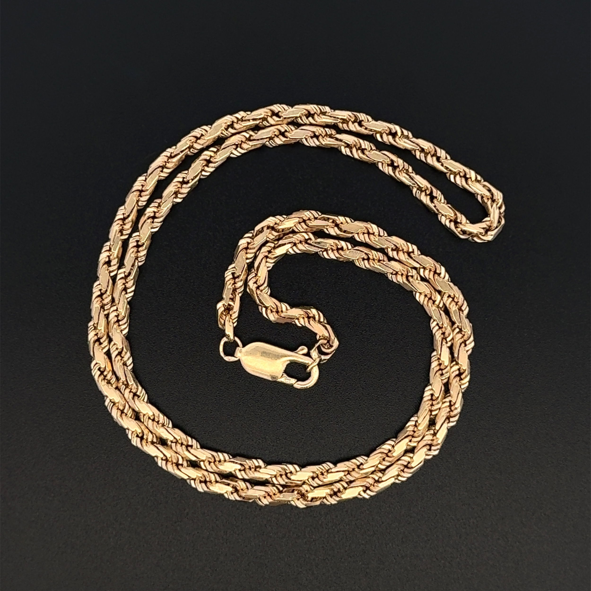 14K YG 3.2mm Twisted Flat Rope Chain Necklace 22.4g, 18.5" 14K YG 3.2mm Twisted Flat Rope Chain Necklace 22.4g, 18.5"