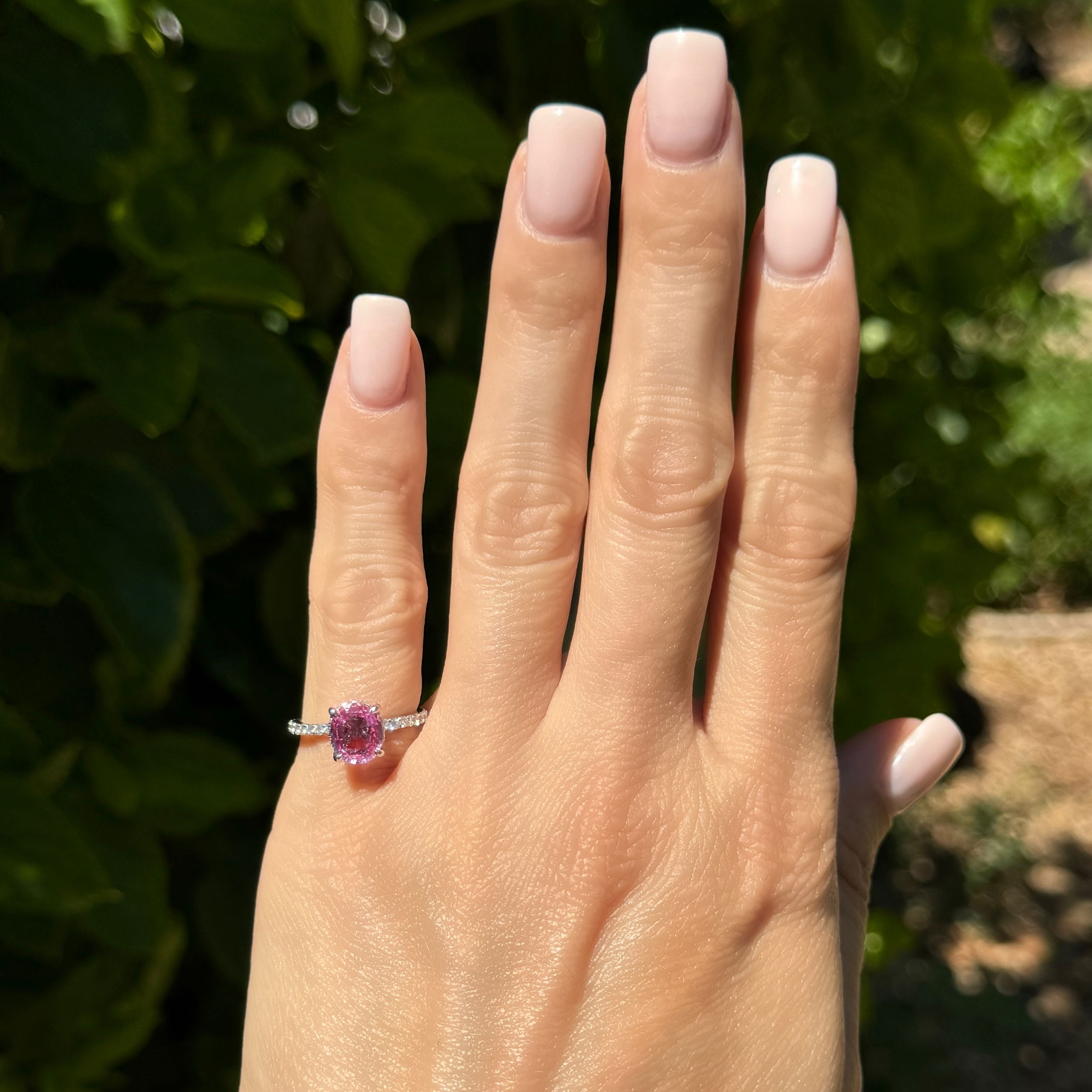 14K WG 1.70ct Oval Pink Sapphire & .54tcw Diamond Ring 2.5g, s6