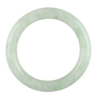 Closeup photo of Jade Like Mottled Light Green Glass Bangle Bracelet 77.3g
