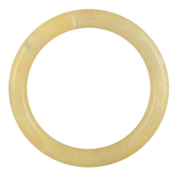 Closeup photo of Jade Like Orangy Yellow Quartzite Bangle Bracelet 40.1g