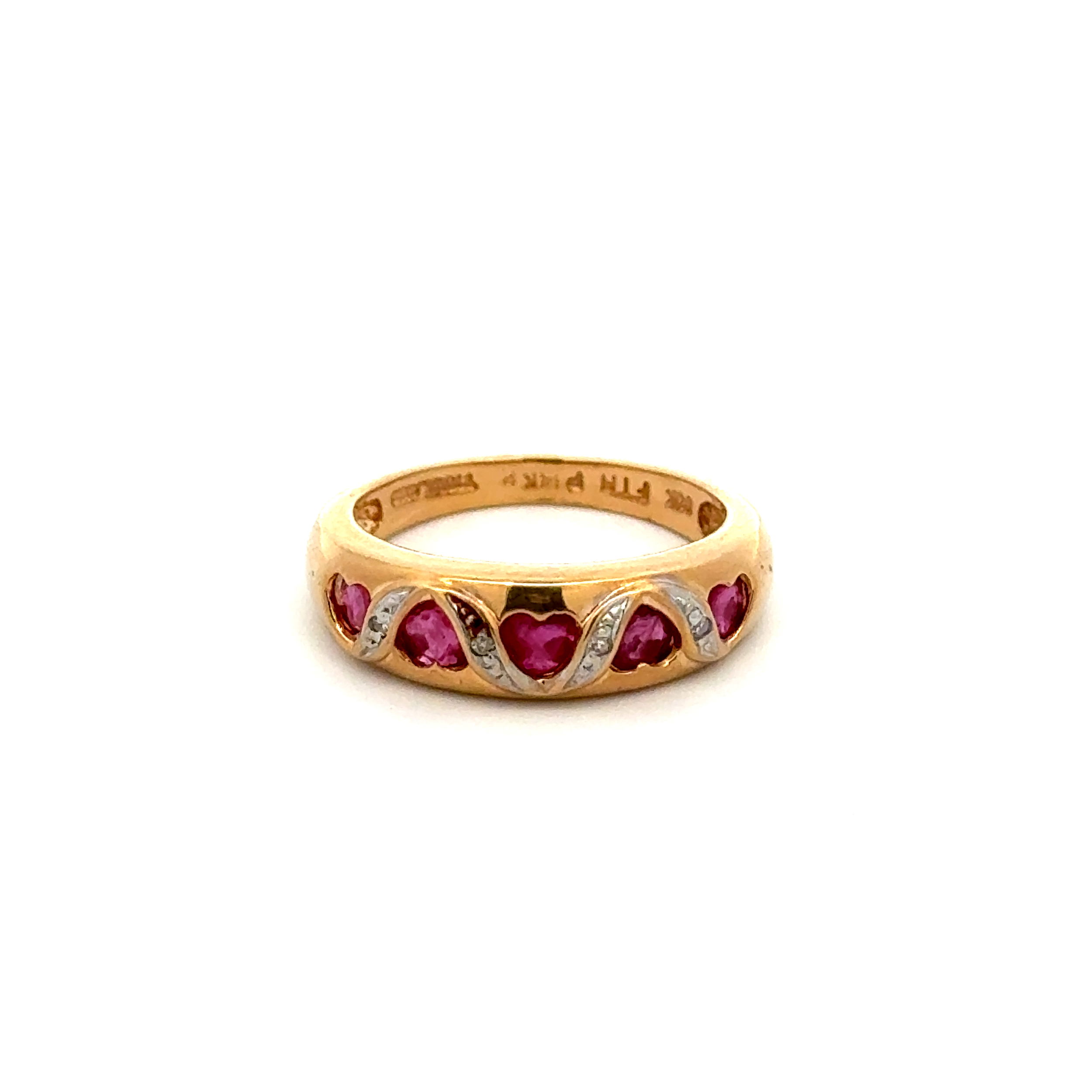 14K YG 1.45tcw Round Ruby Heart & .04tcw Diamond 5.5mm Wide Band Ring 3.2g, s5 14K YG 1.45tcw Round Ruby Heart & .04tcw Diamond 5.5mm Wide Band Ring 3.2g, s5
