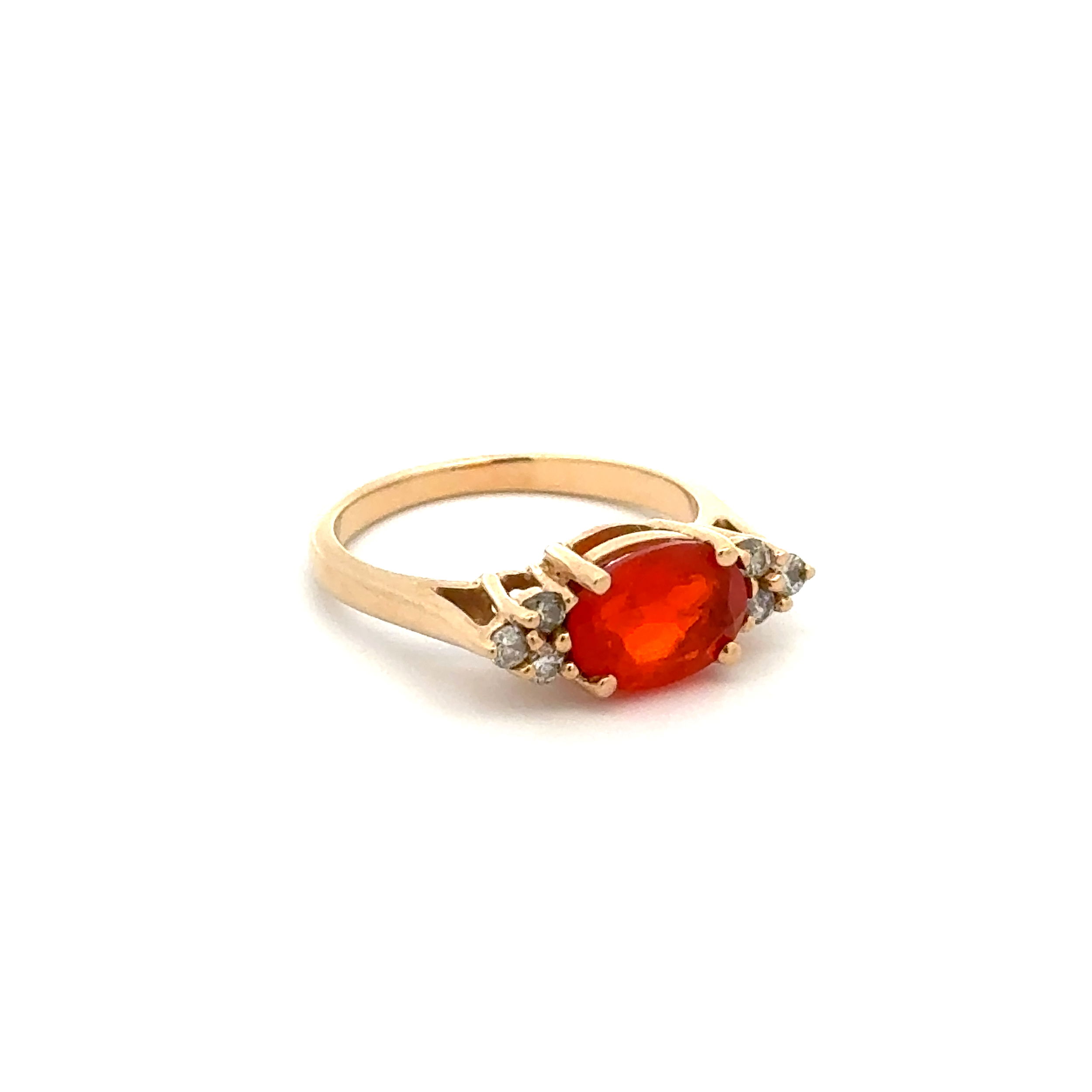 14K YG 1.00ct Orange Fire Opal & .10tcw East West Ring 2.7g, s5