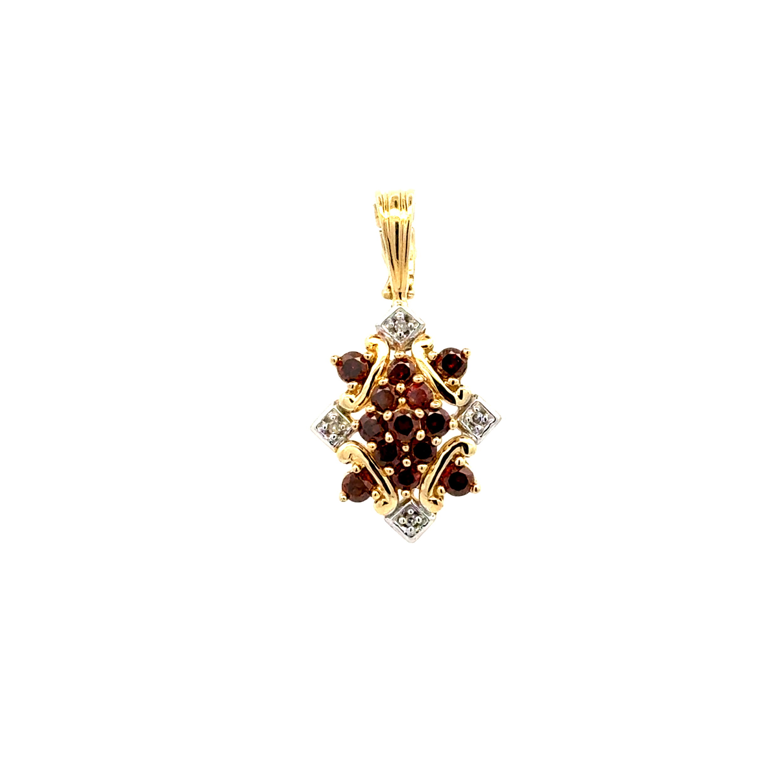 14K YG .45tcw Orange Irradiated Diamond & .04tcw Diamond Enhancer Pendant 2.9g, 1.15" 14K YG .45tcw Orange Irradiated Diamond & .04tcw Diamond Enhancer Pendant 2.9g, 1.15"