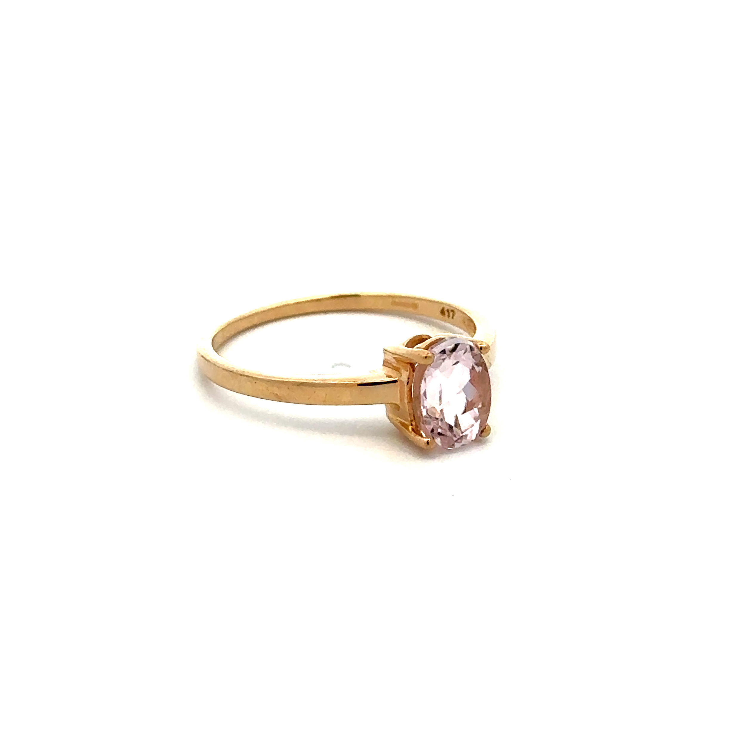 10K YG 1.00ct Emerald Cut Pink Kunzite Solitaire Ring 2.3g, s9