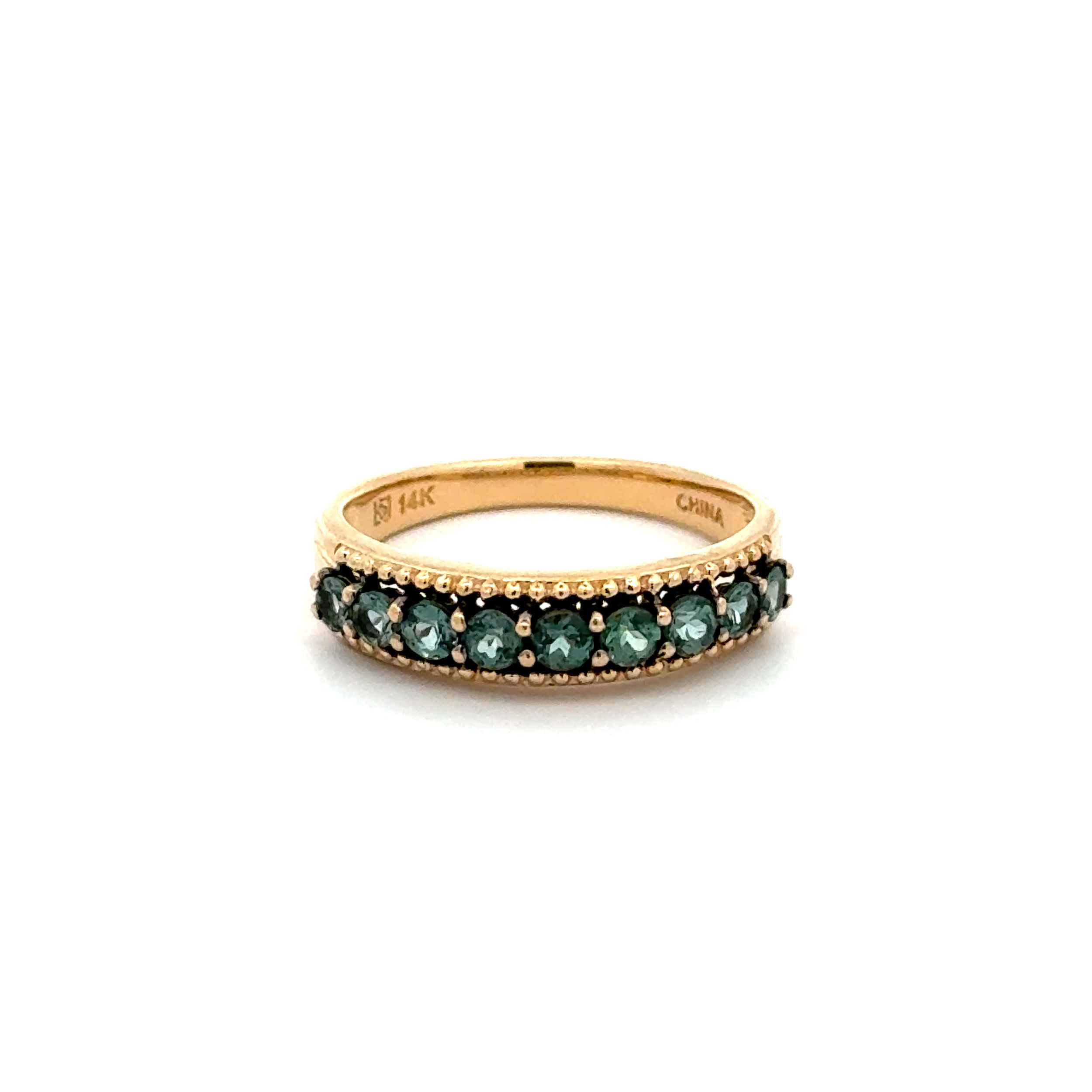 14K YG Syn. Alexandrite with Granulation Band Ring 3.3g, s8