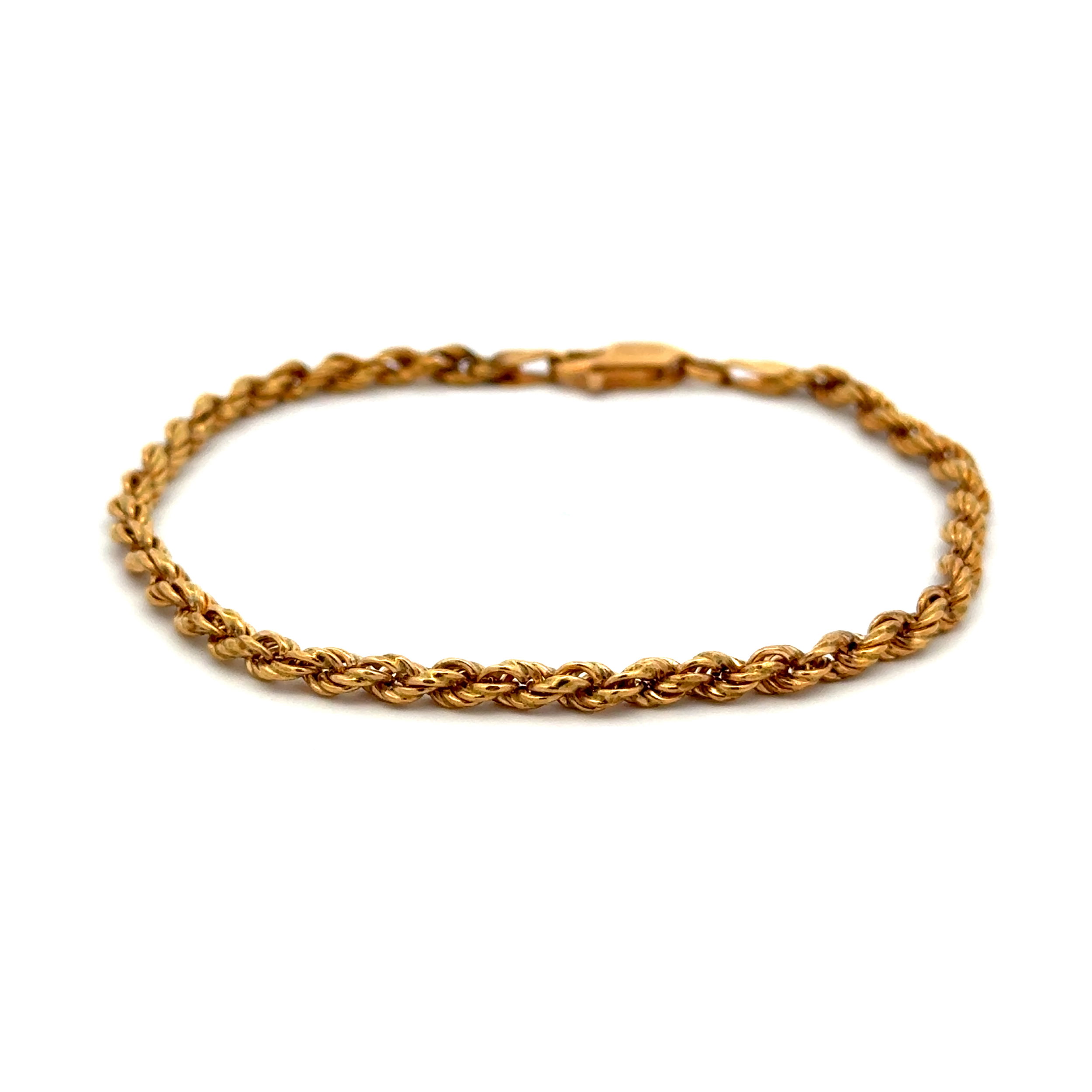 18K YG 3.05mm Twisted Rope Chain Bracelet 3.7g, 7"