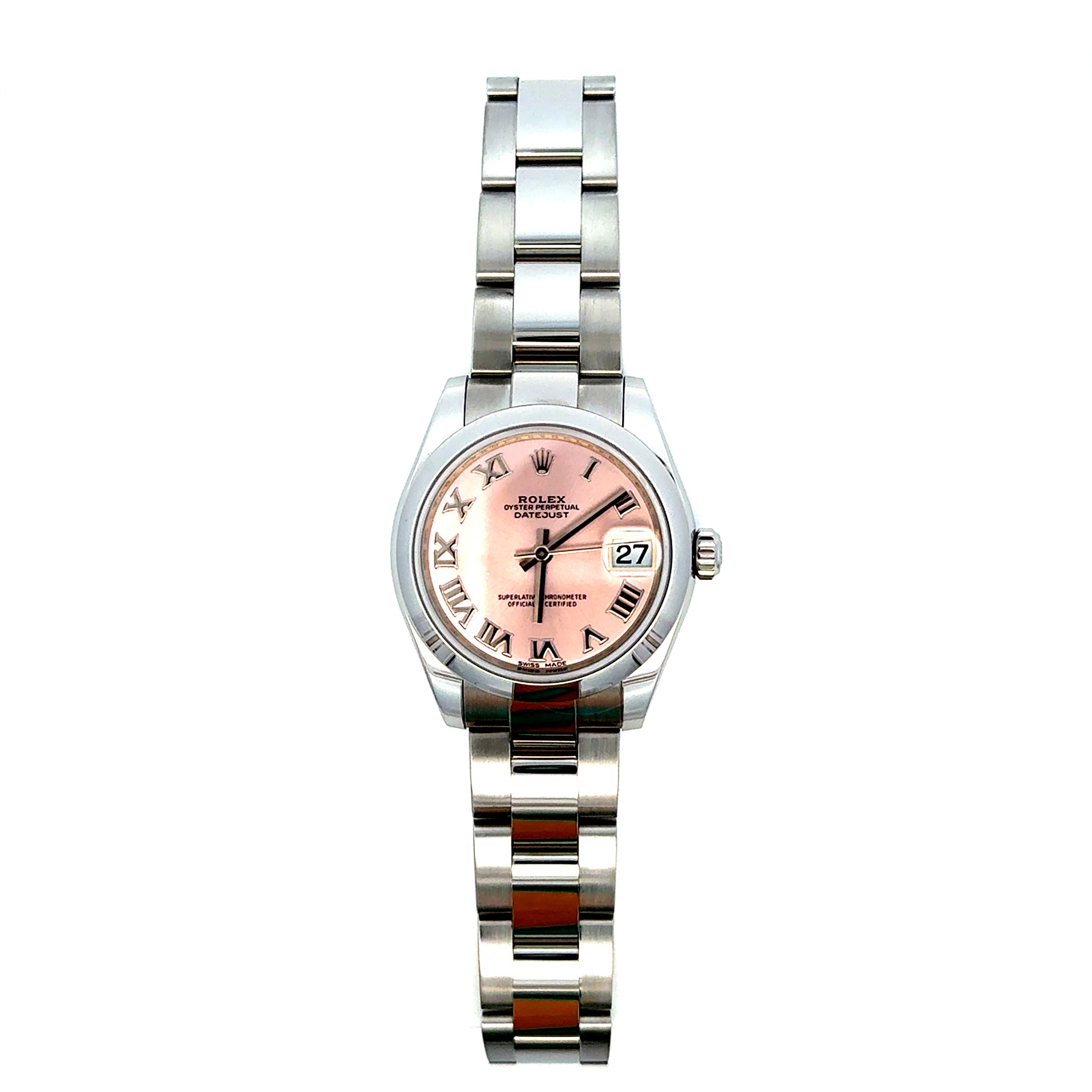 Ladies Stainless Steel 178240 31mm ROLEX Datejust Pink Roman Numeral Dial Complete B&P, c2017