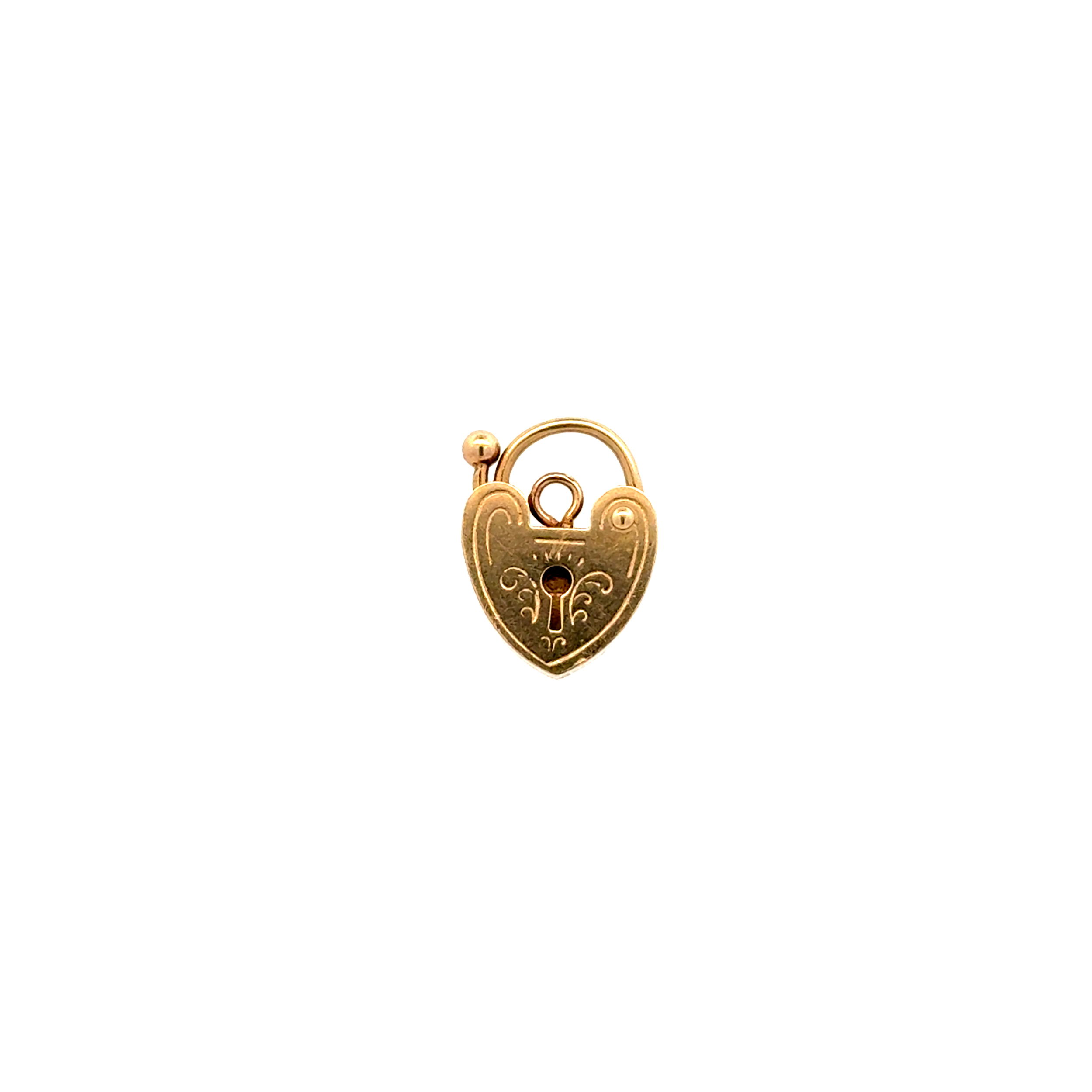 14K YG Heart Lock Charm Bale and Openable Top 1.3g