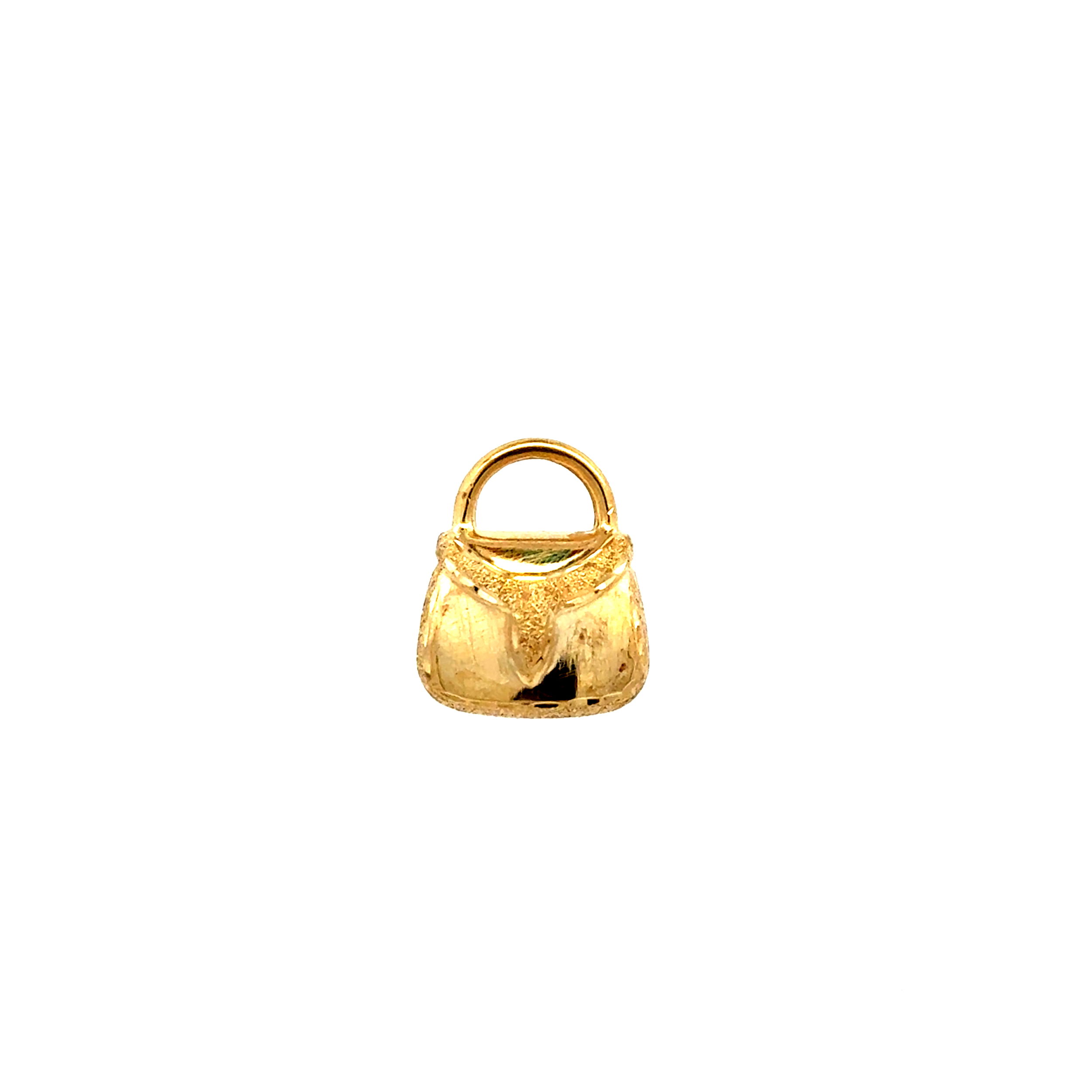 14K YG Polished & Sandblasted Purse Charm .9g