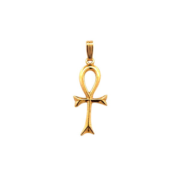 Closeup photo of 14K YG ANKA Drop Charm Pendant with Bale 1.4g, 1.3"