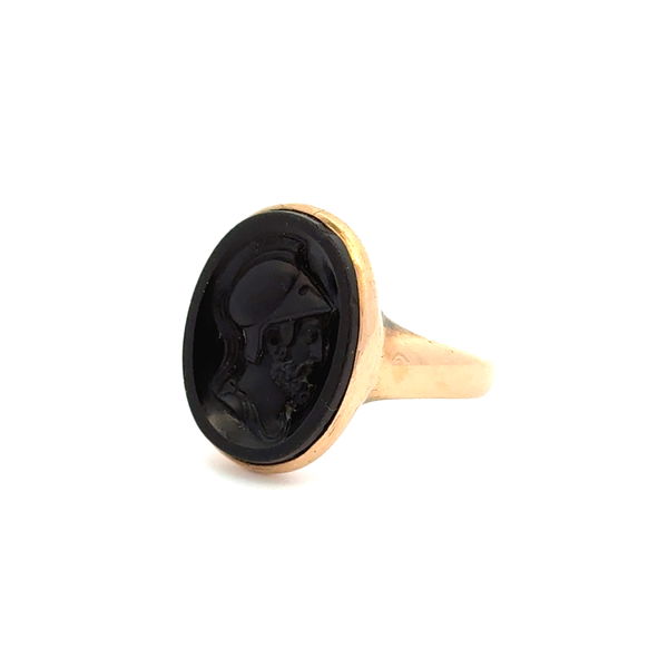 Closeup photo of 14K YG Victorian Oval Sardonyx Intaglio Ring 5.6g, s8