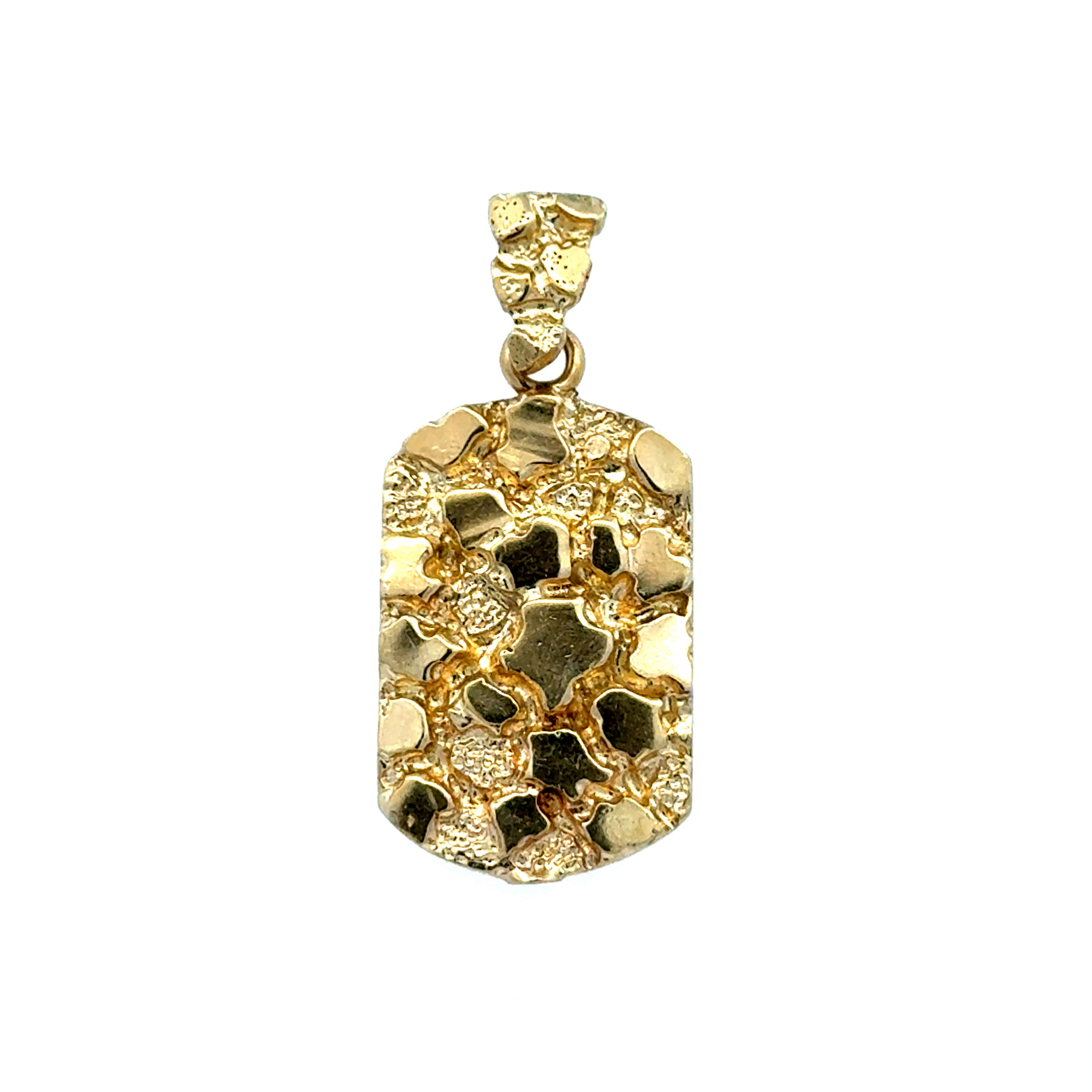 14K YG Nugget Style Mini Dog Tag Pendant 5.8g