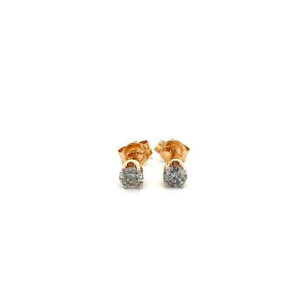 Closeup photo of 14K YG .46tcw RBC Diamond Stud Earrings 4.05mm 0.8g