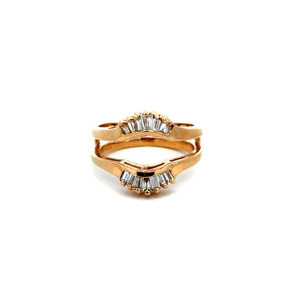 Closeup photo of 14K YG .40tcw Baguette Diamond Double Guard Band Ring 4.4g, s6.25