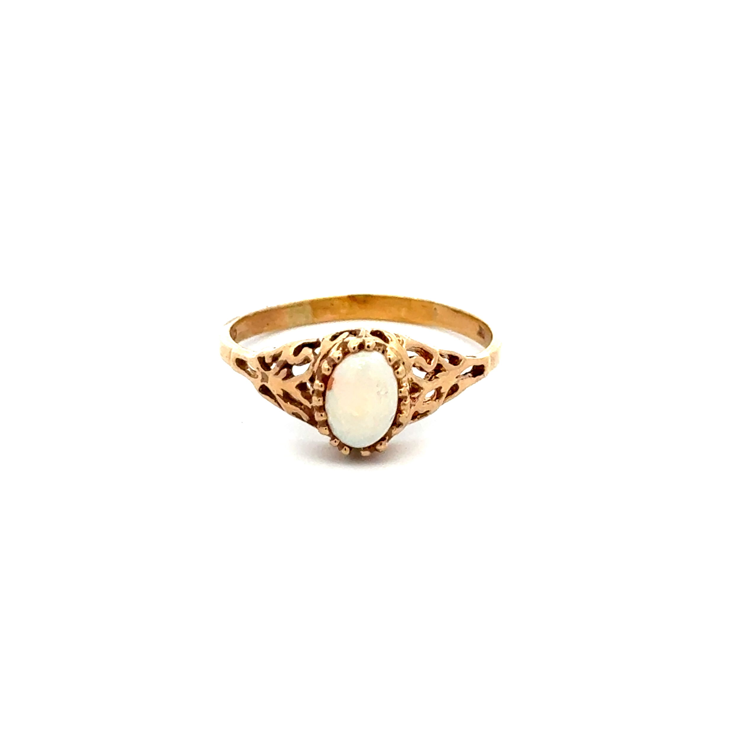 10K YG .50ct Oval Opal in Filigree Ring 2.4g, s9.75