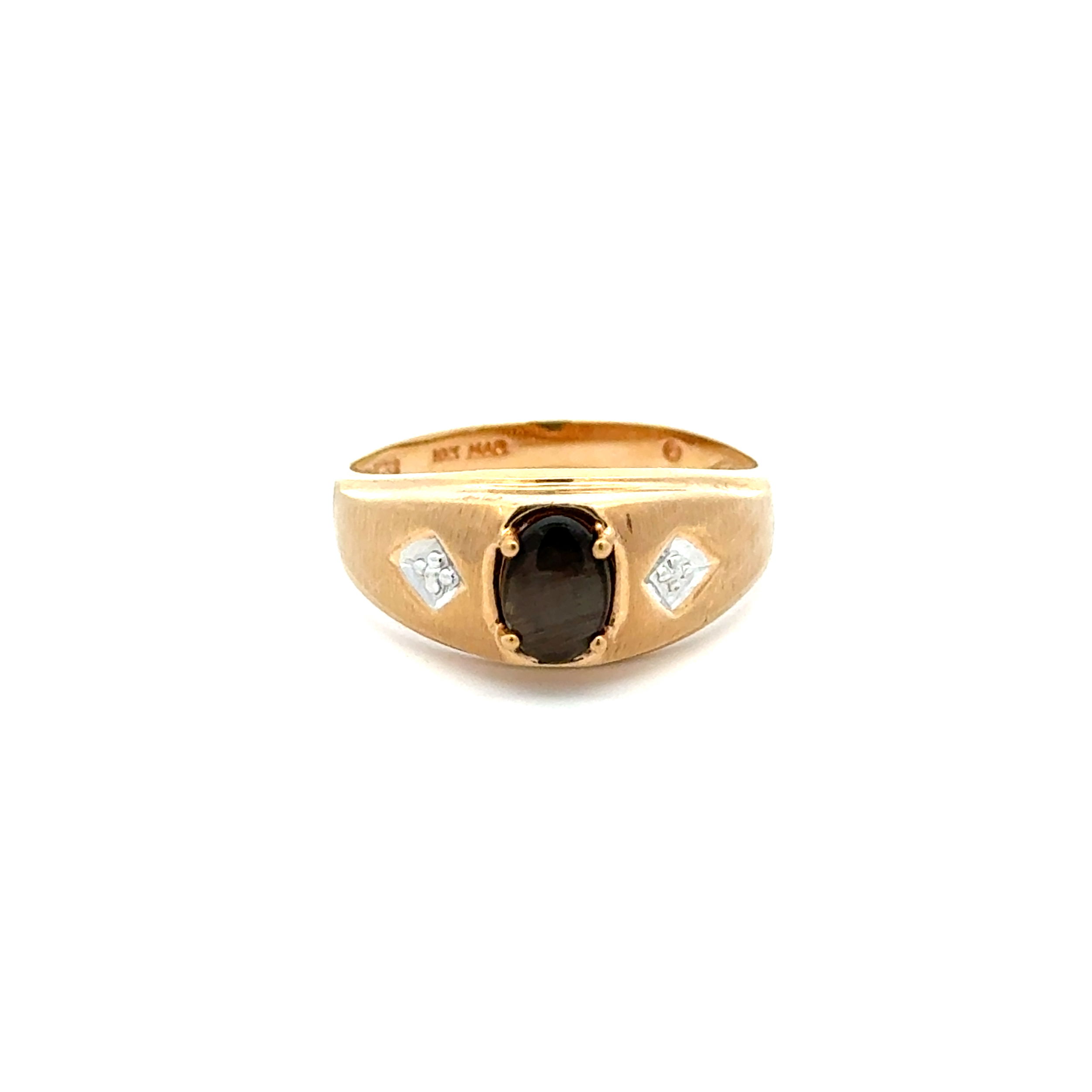 10K YG 1ct Black Star Sapphire Tapered Ring 3.6g, s10